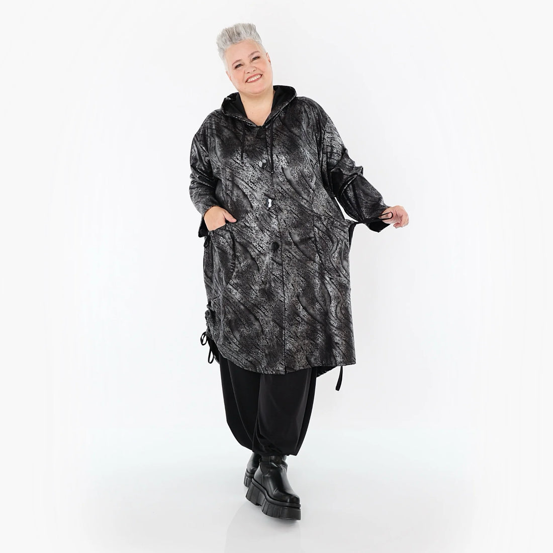  AKH Premium Jacke in gerader Form, aus Viskose, P1019.7154, Silber/Schwarz, Zebra, Schick