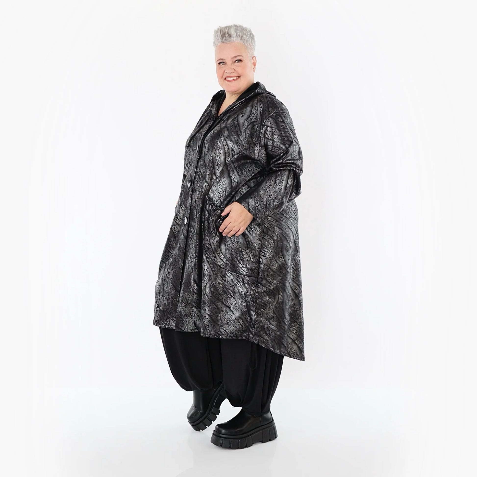  AKH Premium Jacke in gerader Form, aus Viskose, P1019.7154, Silber/Schwarz, Zebra, Schick
