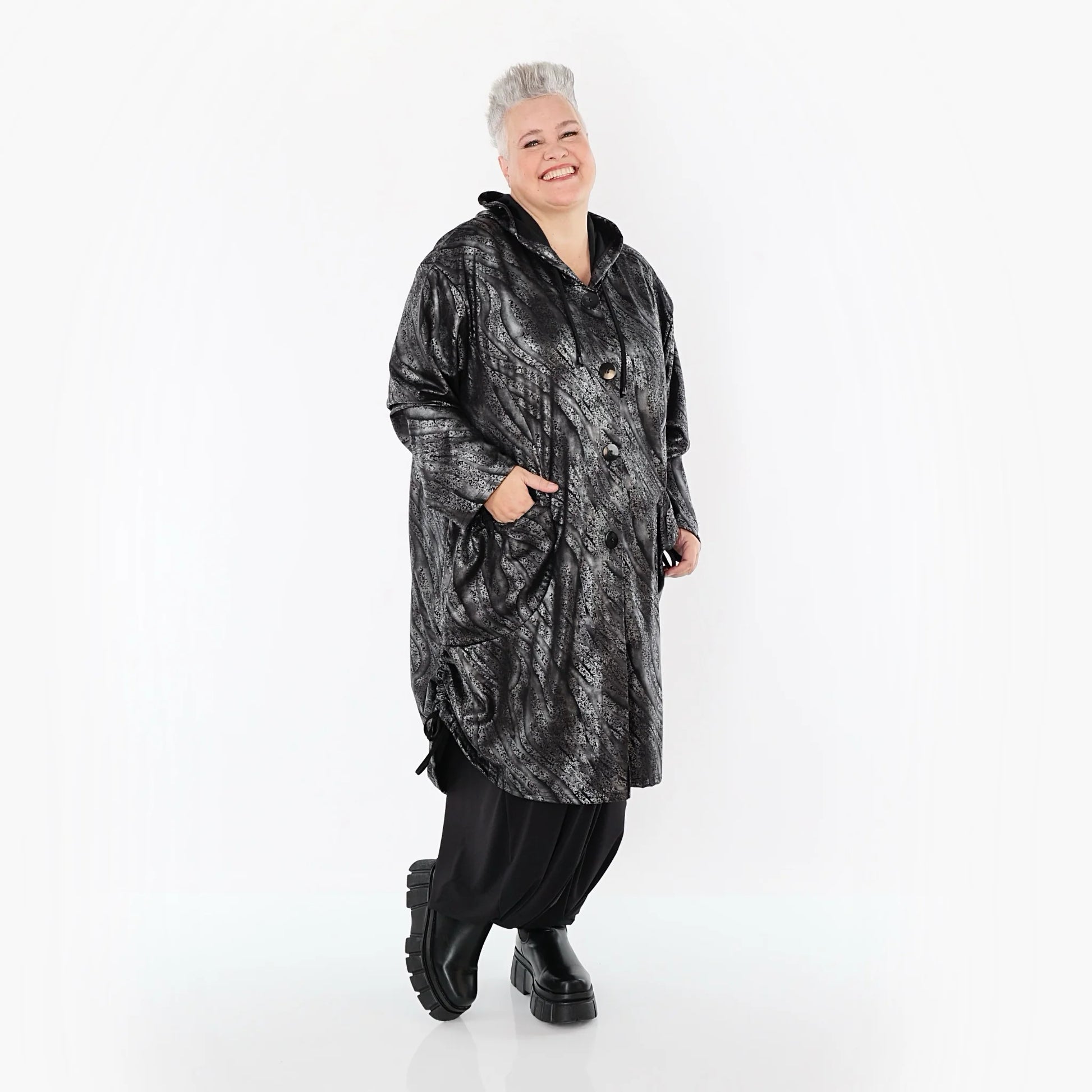  AKH Premium Jacke in gerader Form, aus Viskose, P1019.7154, Silber/Schwarz, Zebra, Schick