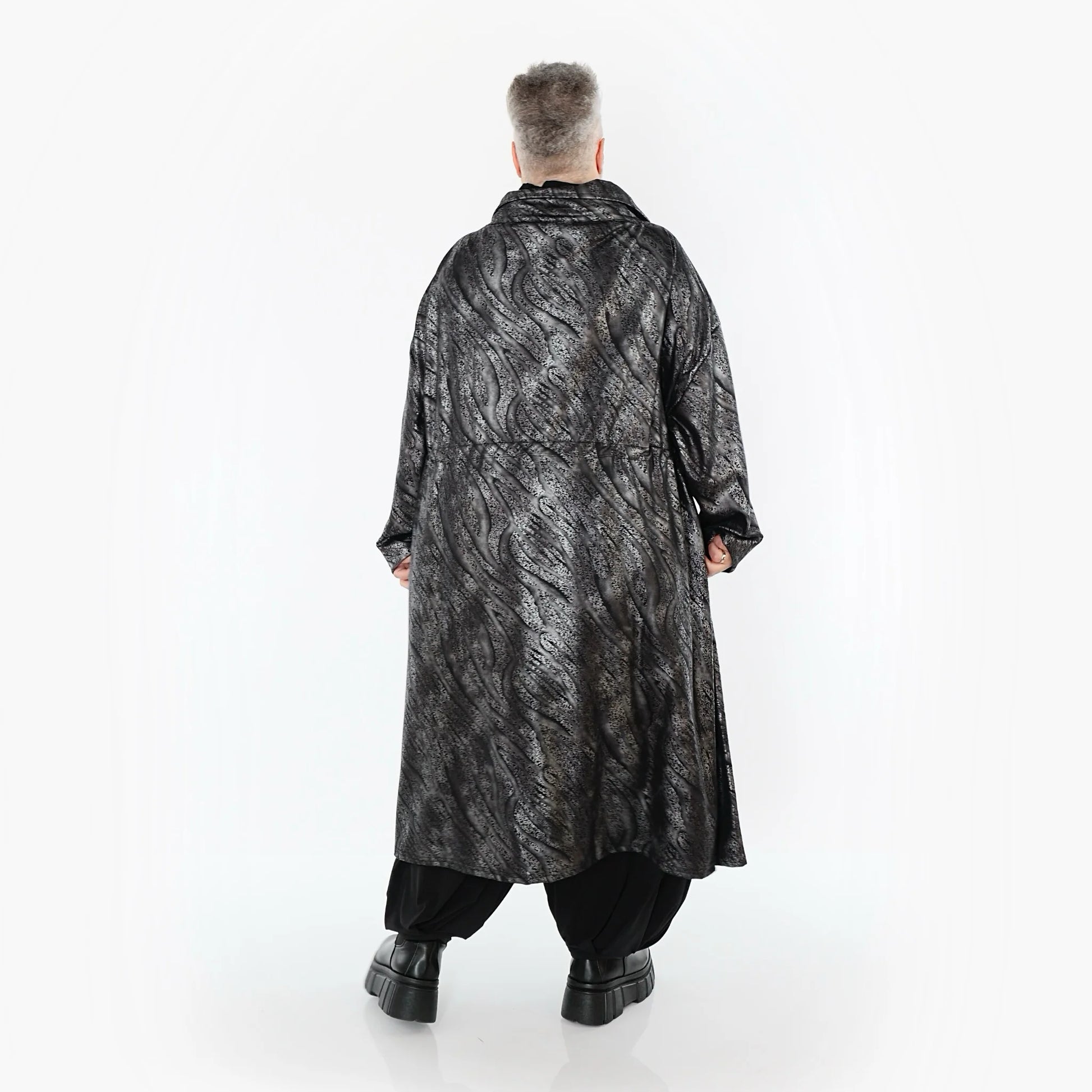  AKH Premium Mantel in gerader Form, aus Viskose, P1019.7155, Silber/Schwarz, Zebra, Schick