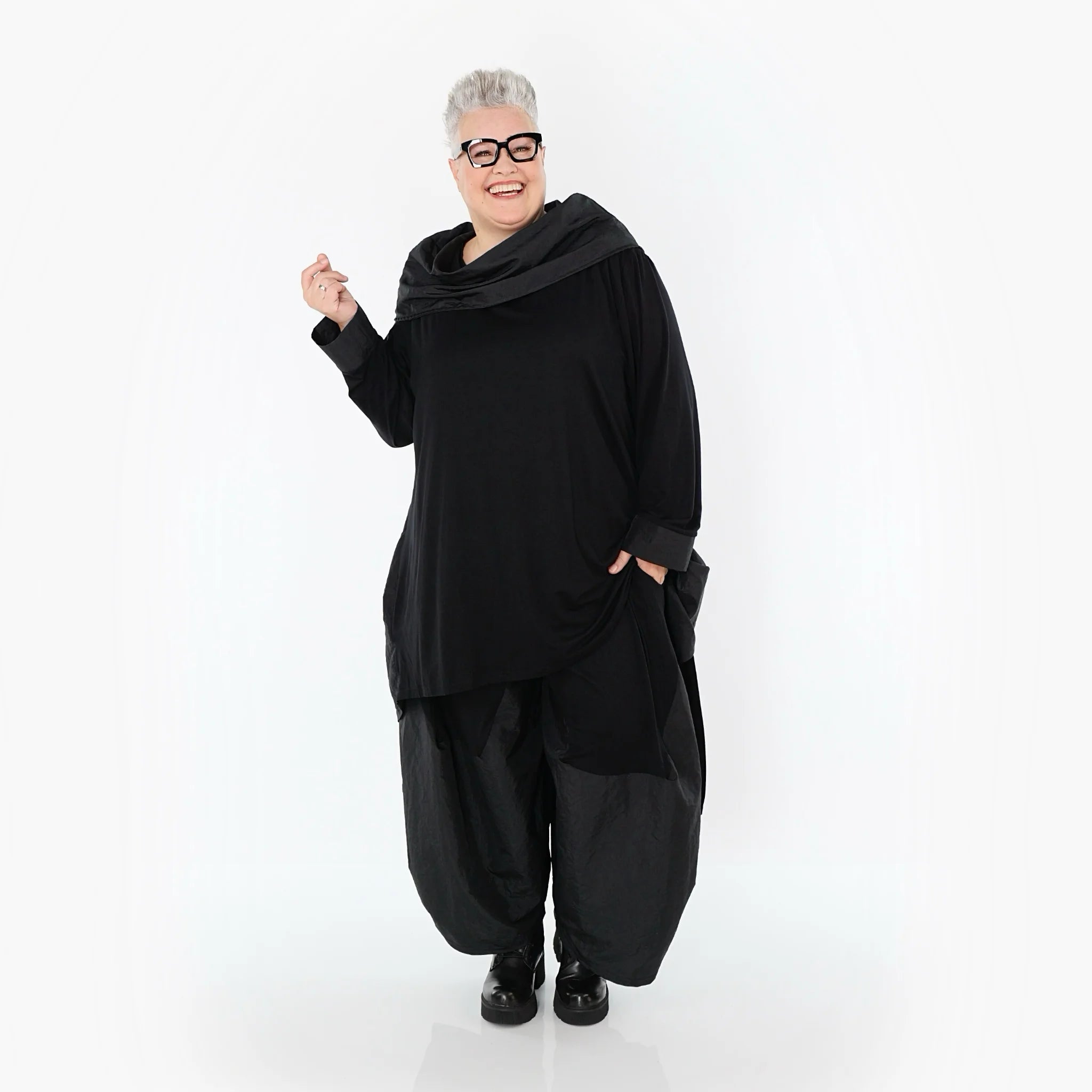  A-Form Shirt von AKH Premium aus Viskose, P102187, Schwarz, Ausgefallen, Zeitlos, Schick