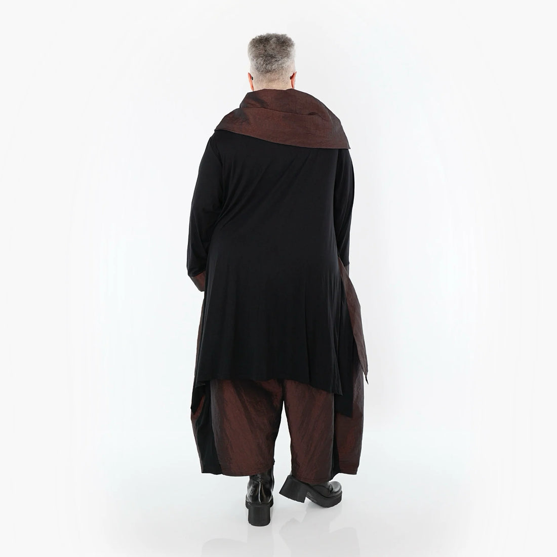  A-Form Shirt von AKH Premium aus Viskose, P102187, Schwarz/Braun, Ausgefallen, Zeitlos