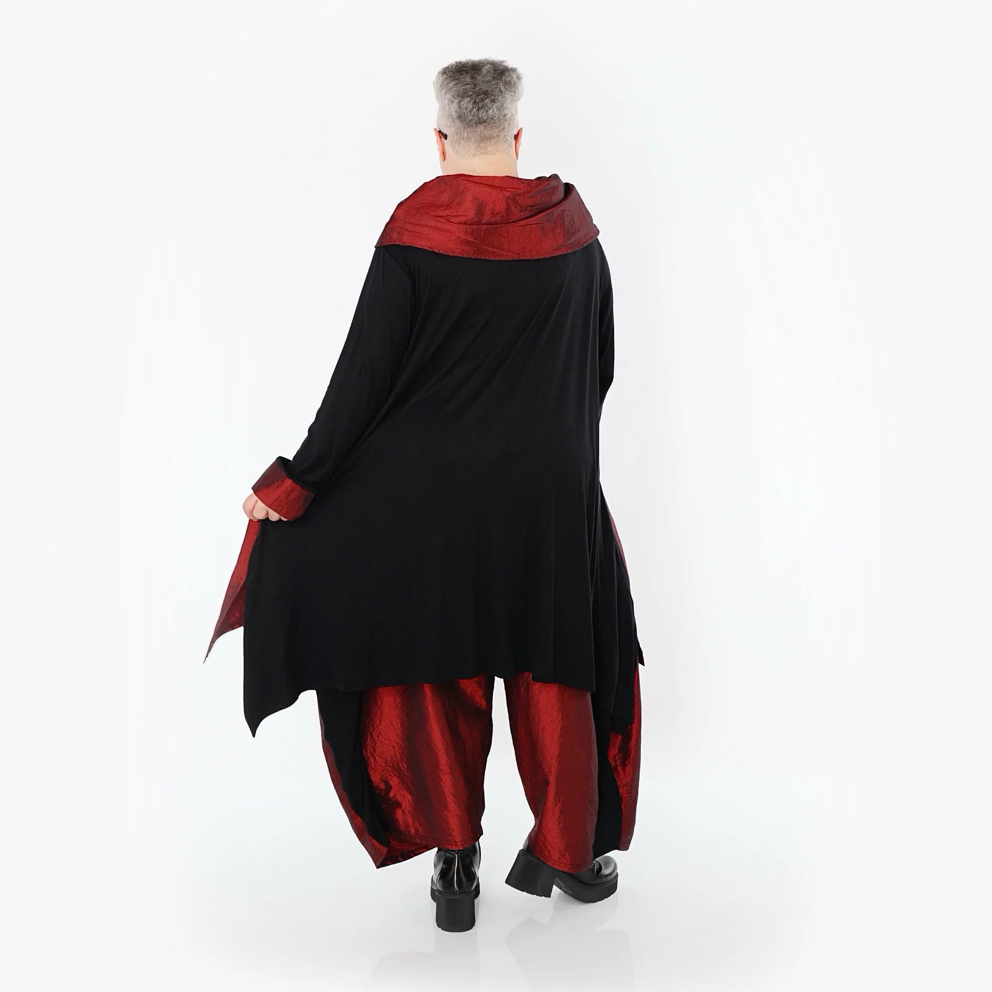  A-Form Shirt von AKH Premium aus Viskose, P102187, Schwarz/Dunkelrot, Ausgefallen, Zeitlos