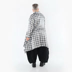  A-Form Bluse von AKH Premium aus Viskose, P106917, Weiß/Grau, Hahnentritt, Ausgefallen