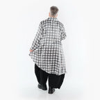  AKH Premium Bluse in Vokuhila-Form, aus Viskose, P107149, Weiß/Grau, Hahnentritt, Schick