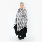 Zipfel Bluse von AKH Premium aus Viskose, P107150, Weiß/Grau, Hahnentritt, Ausgefallen