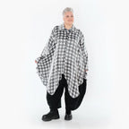  Zipfel Bluse von AKH Premium aus Viskose, P107150, Weiß/Grau, Hahnentritt, Ausgefallen