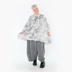  A-Form Bluse von AKH Premium aus Viskose, P107116, Weiß/Grau, Grafik, Ausgefallen, Zeitlos