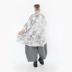  A-Form Bluse von AKH Premium aus Viskose, P107116, Weiß/Grau, Grafik, Ausgefallen, Zeitlos