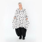  A-Form Bluse von AKH Premium aus Viskose, P1026.6917, Weiß/Grau, Punkte, Ausgefallen