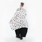  A-Form Bluse von AKH Premium aus Viskose, P1026.6917, Weiß/Grau, Punkte, Ausgefallen