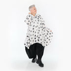  A-Form Bluse von AKH Premium aus Viskose, P1026.6917, Weiß/Grau, Punkte, Ausgefallen