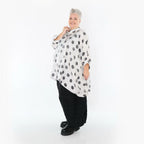  A-Form Bluse von AKH Premium aus Viskose, P1026.7116, Weiß/Grau, Punkte, Ausgefallen