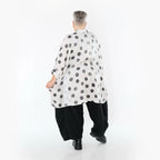  A-Form Bluse von AKH Premium aus Viskose, P1026.7116, Weiß/Grau, Punkte, Ausgefallen