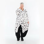  Zipfel Bluse von AKH Premium aus Viskose, P1026.7150, Weiß/Grau, Punkte, Ausgefallen