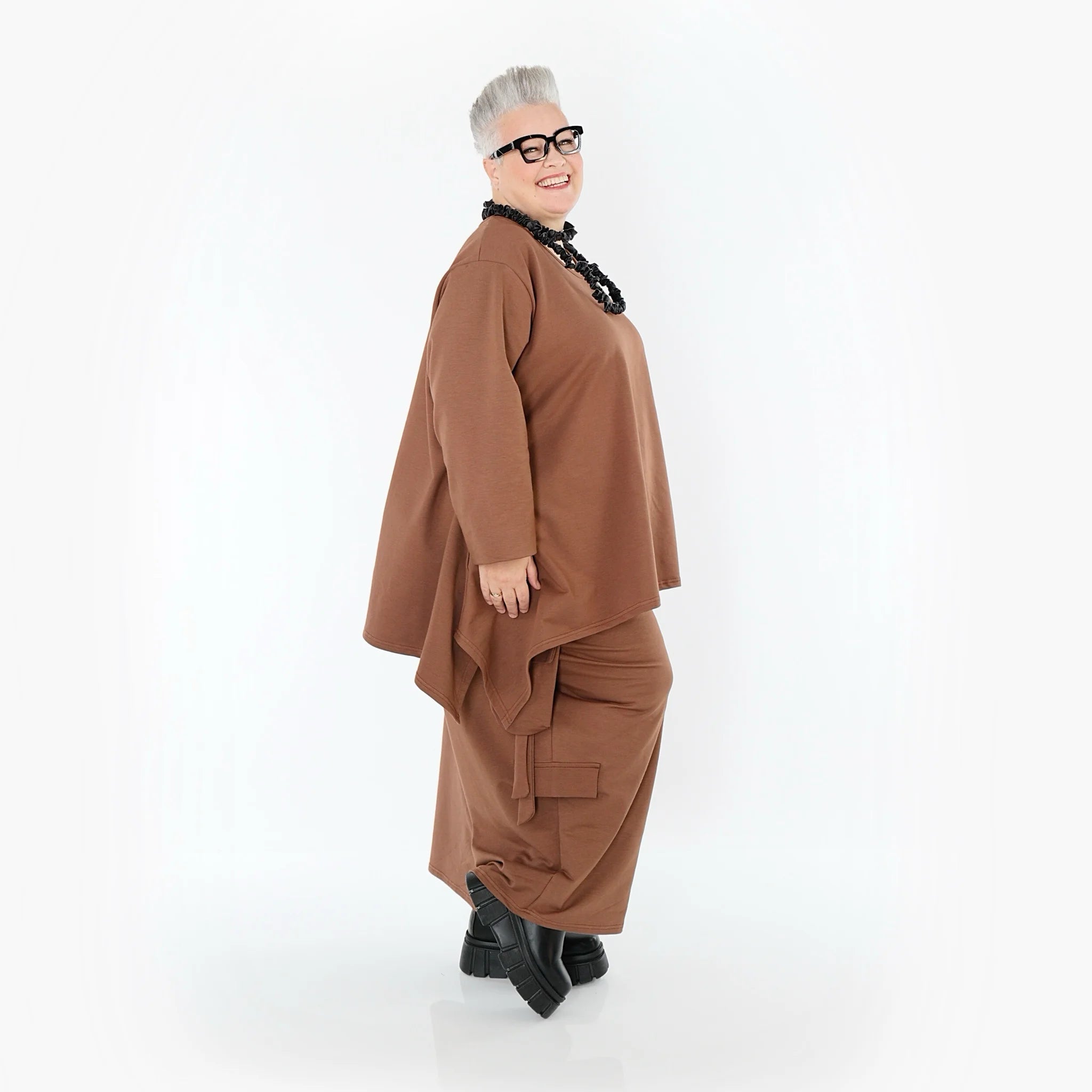 A-Form Bigshirt von AKH Fashion aus Viskose, 1566.06809, Braun, Ausgefallen, Zeitlos, Schick