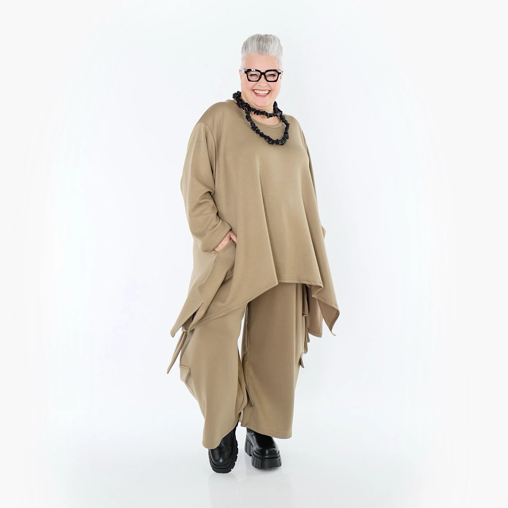  A-Form Bigshirt von AKH Fashion aus Viskose, 1566.06809, Camel, Ausgefallen, Zeitlos, Schick