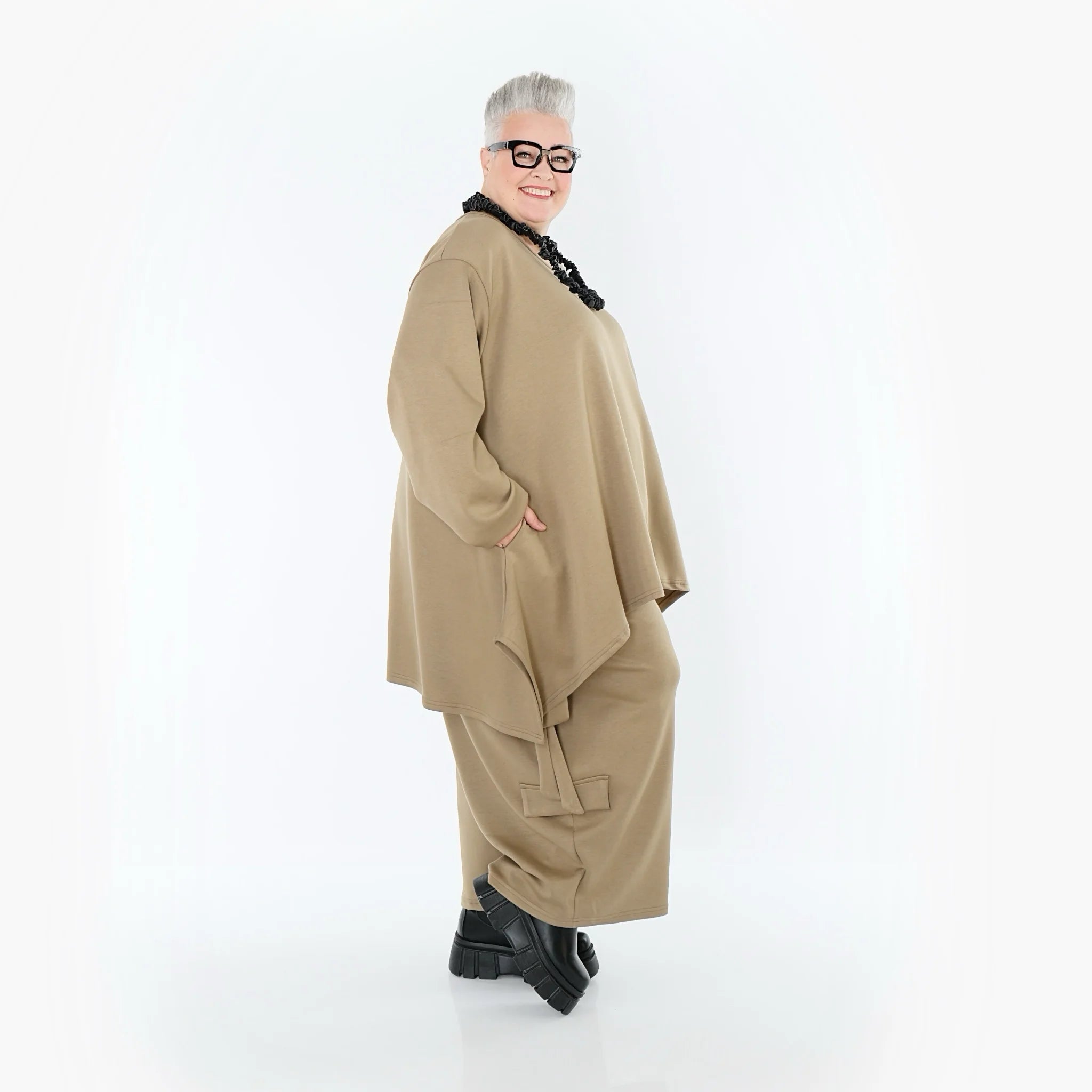  A-Form Bigshirt von AKH Fashion aus Viskose, 1566.06809, Camel, Ausgefallen, Zeitlos, Schick