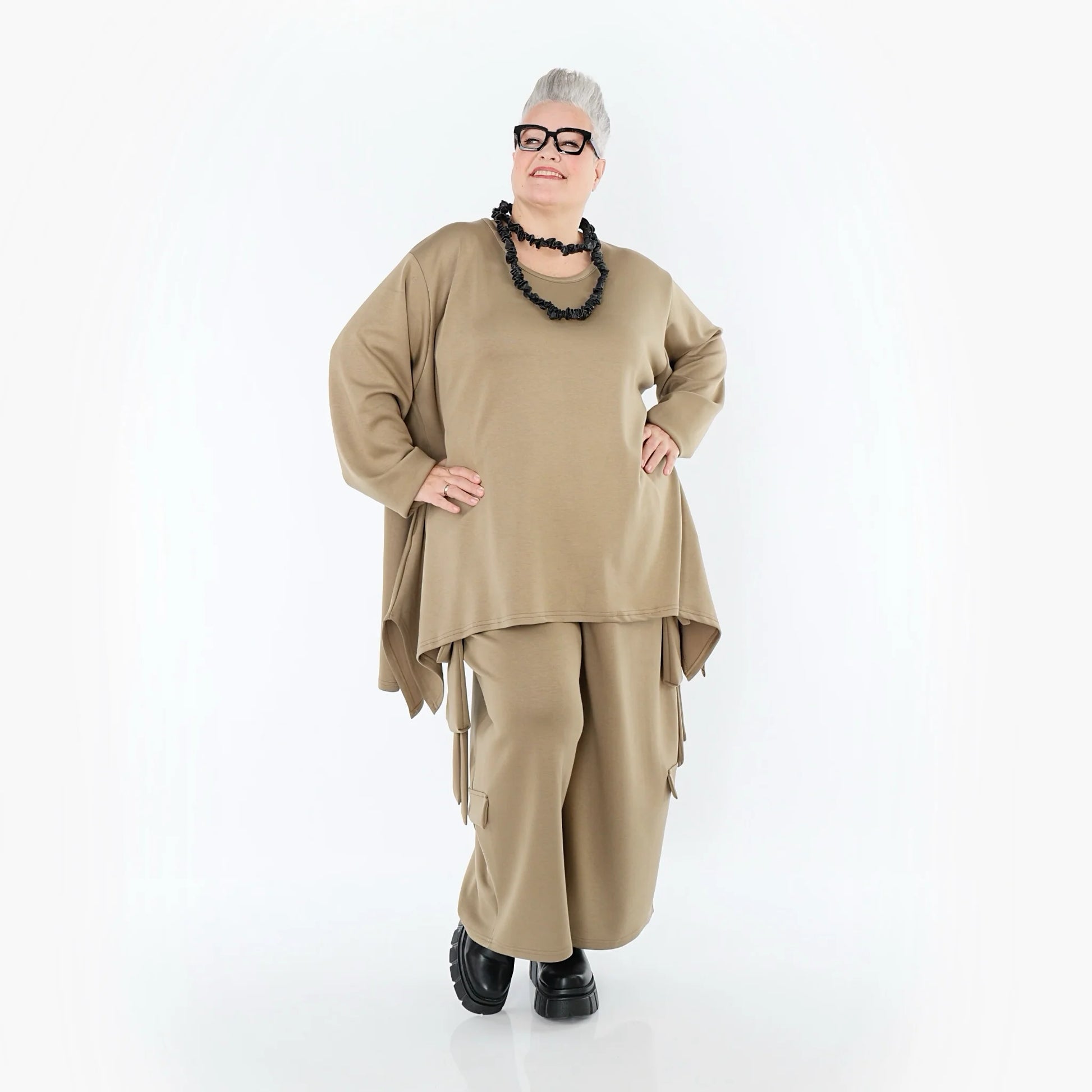  A-Form Bigshirt von AKH Fashion aus Viskose, 1566.06809, Camel, Ausgefallen, Zeitlos, Schick