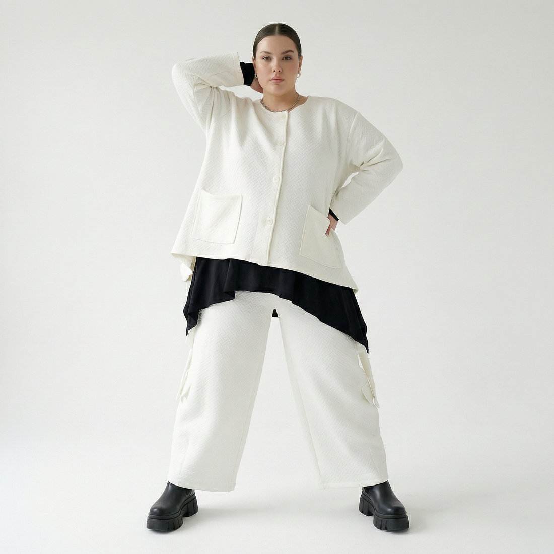  A-Form Jacke von AKH Fashion aus Baumwolle, 1567.00118, Weiß, ZickZack, Ausgefallen