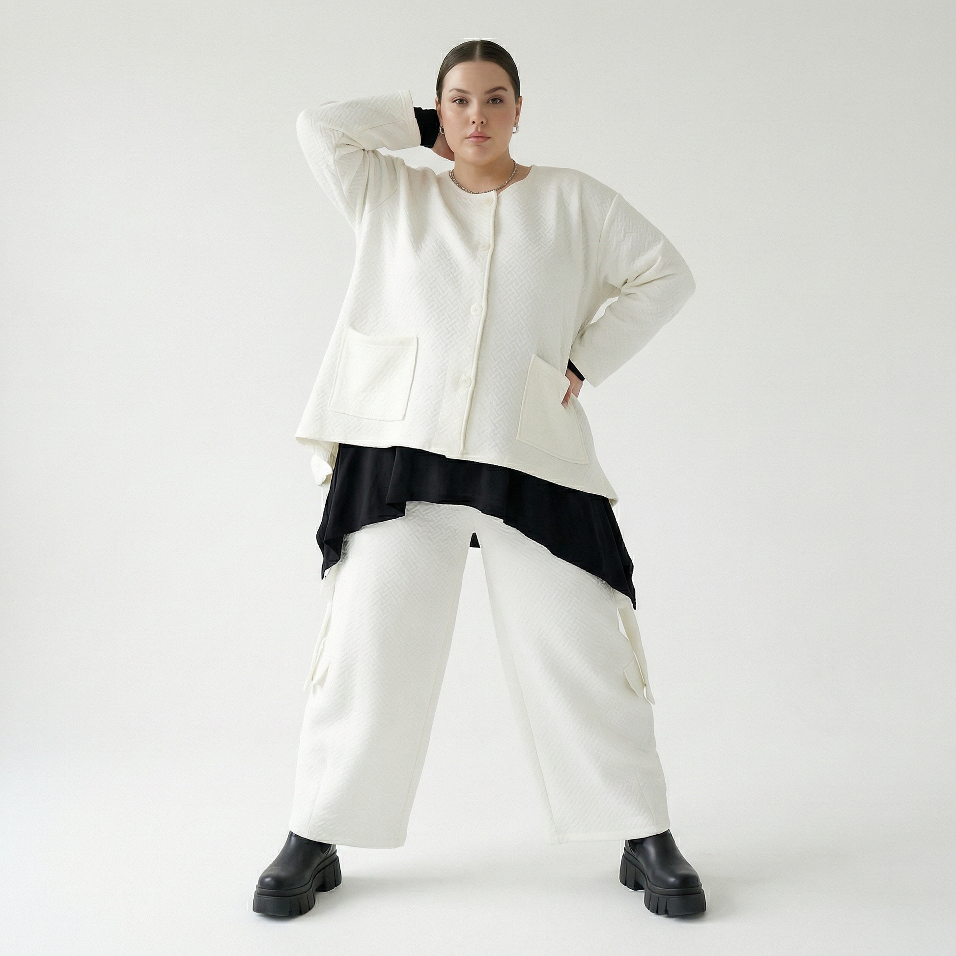  A-Form Jacke von AKH Fashion aus Baumwolle, 1567.00118, Weiß, ZickZack, Ausgefallen