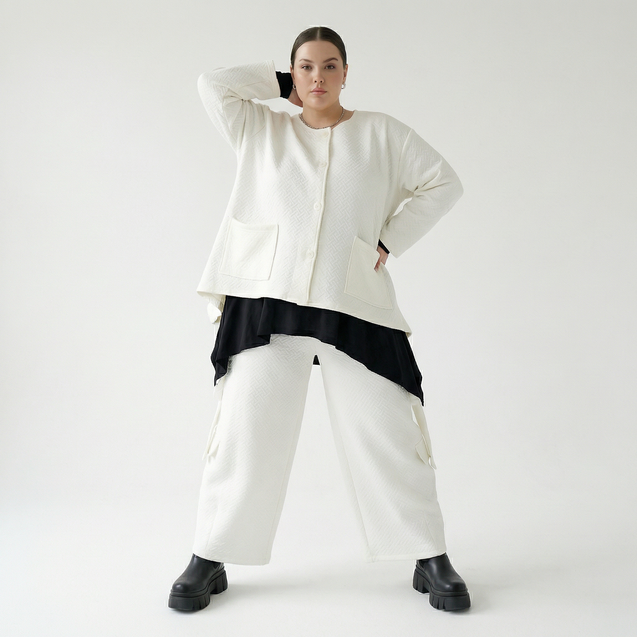  A-Form Jacke von AKH Fashion aus Baumwolle, 1567.00118, Weiß, ZickZack, Ausgefallen