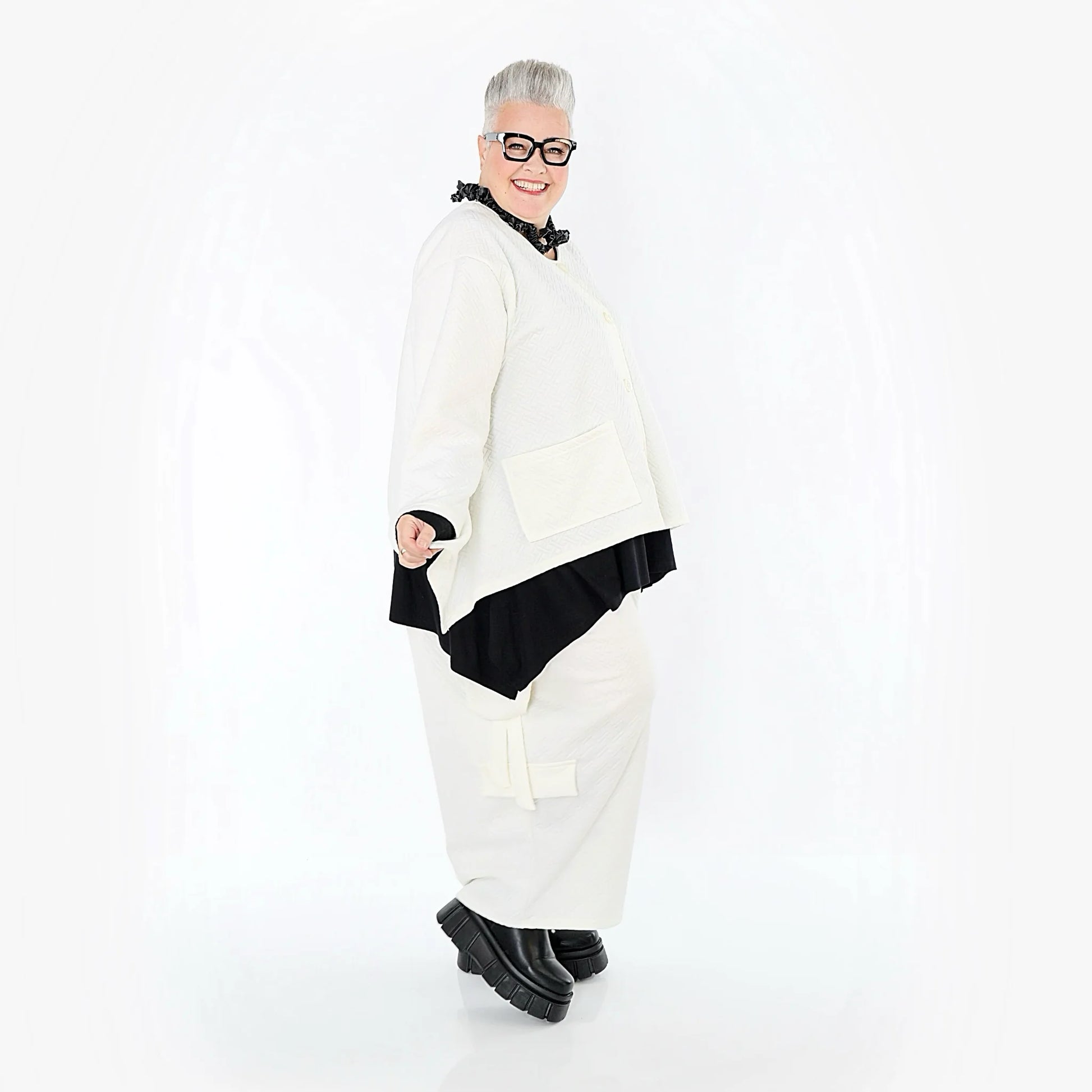  A-Form Jacke von AKH Fashion aus Baumwolle, 1567.00118, Weiß, ZickZack, Ausgefallen