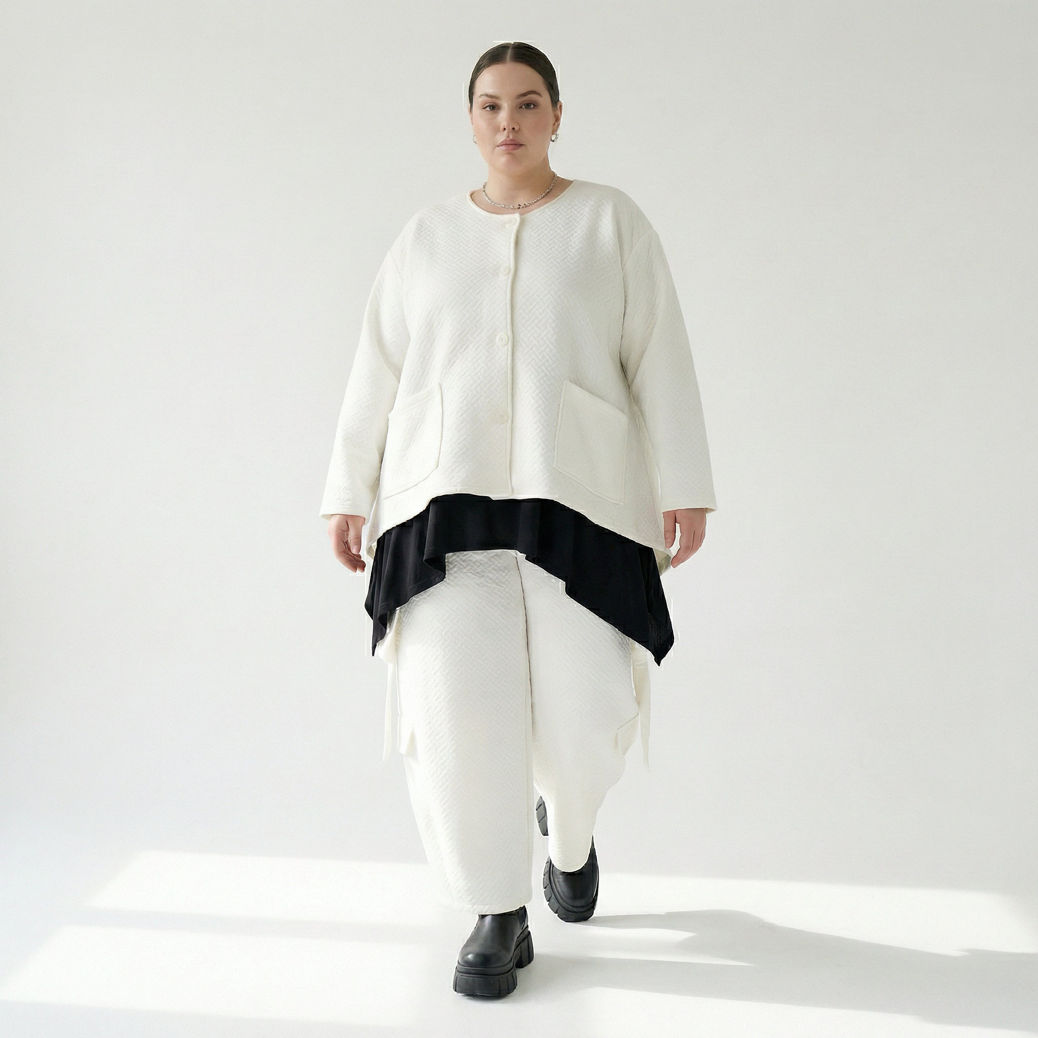  A-Form Jacke von AKH Fashion aus Baumwolle, 1567.00118, Weiß, ZickZack, Ausgefallen