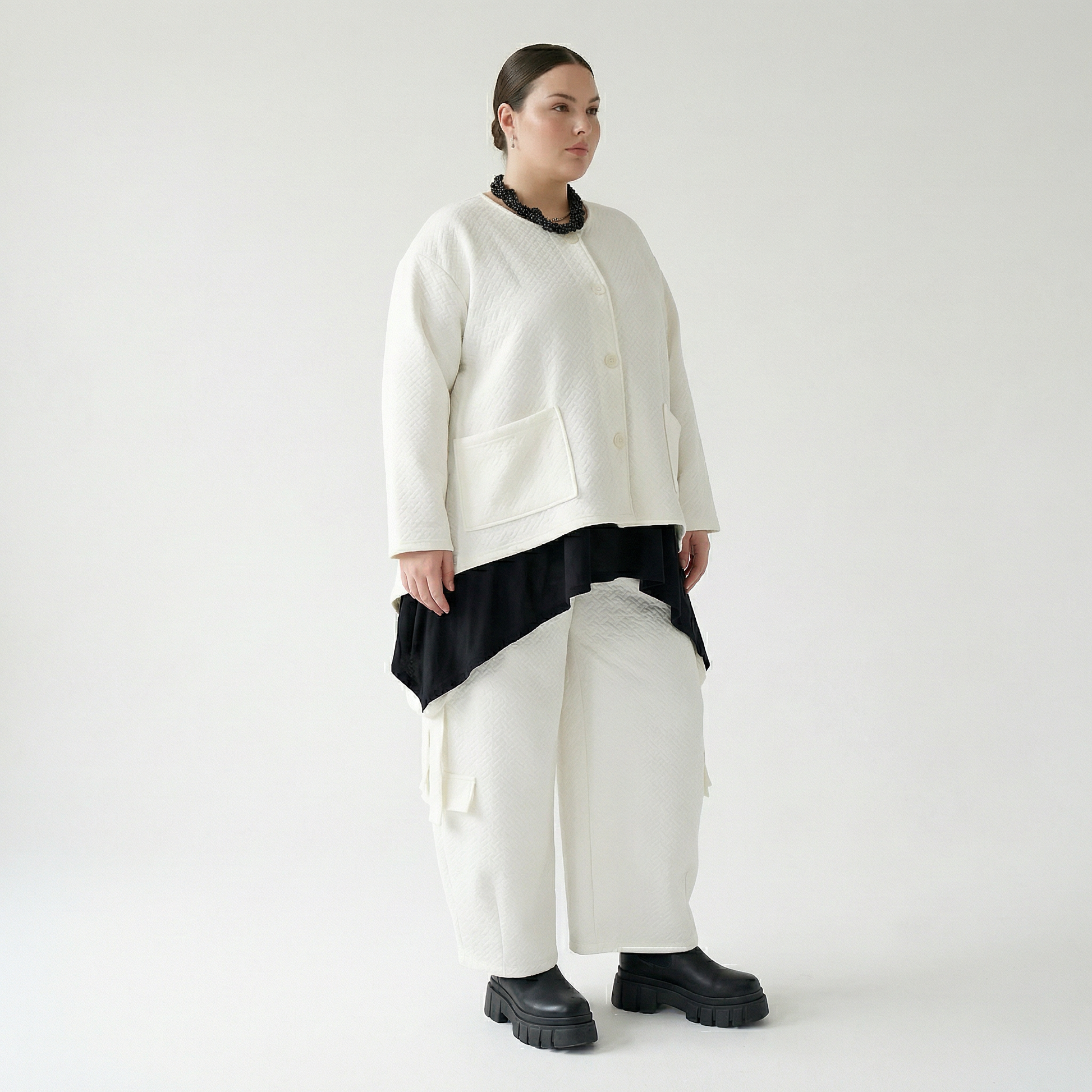  A-Form Jacke von AKH Fashion aus Baumwolle, 1567.00118, Weiß, ZickZack, Ausgefallen