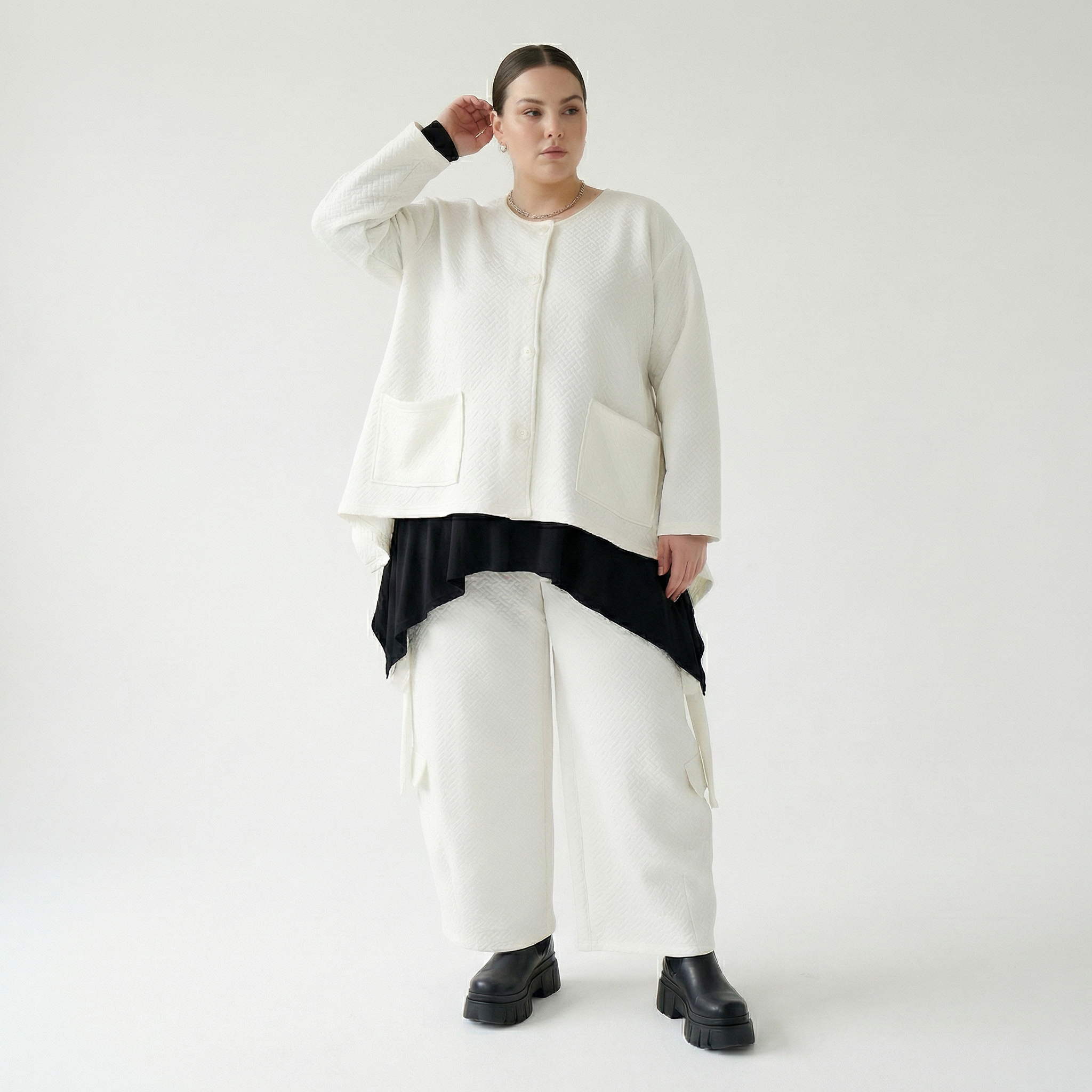  A-Form Jacke von AKH Fashion aus Baumwolle, 1567.00118, Weiß, ZickZack, Ausgefallen