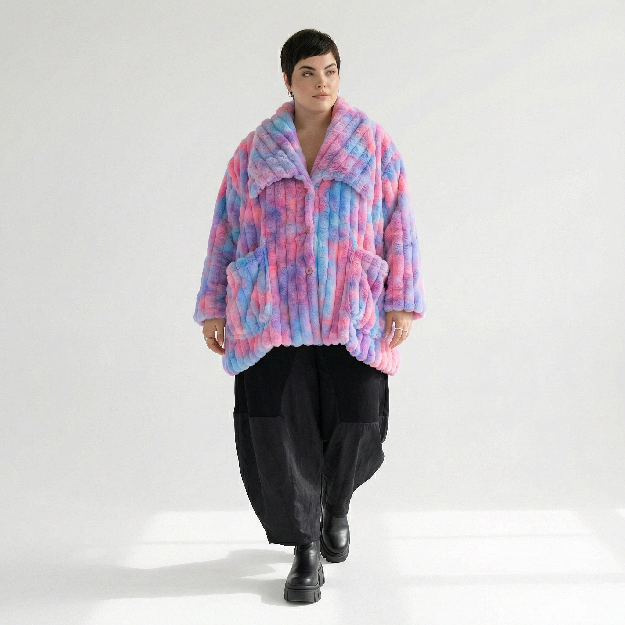  A-Form Jacke von AKH Fashion aus Polyester, 1568.06749, Mehrfarbig, Blockstreifen, Schick