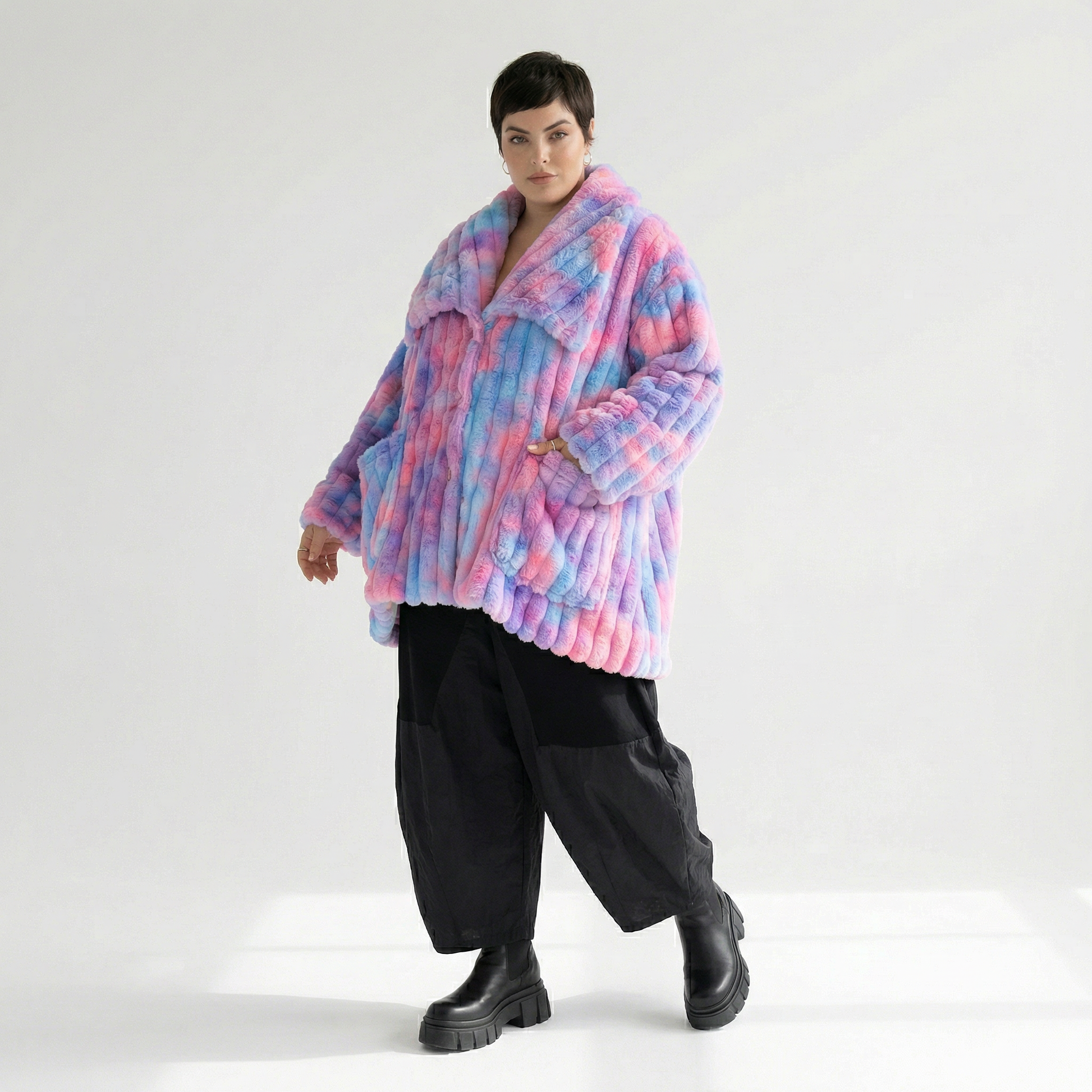  A-Form Jacke von AKH Fashion aus Polyester, 1568.06749, Mehrfarbig, Blockstreifen, Schick