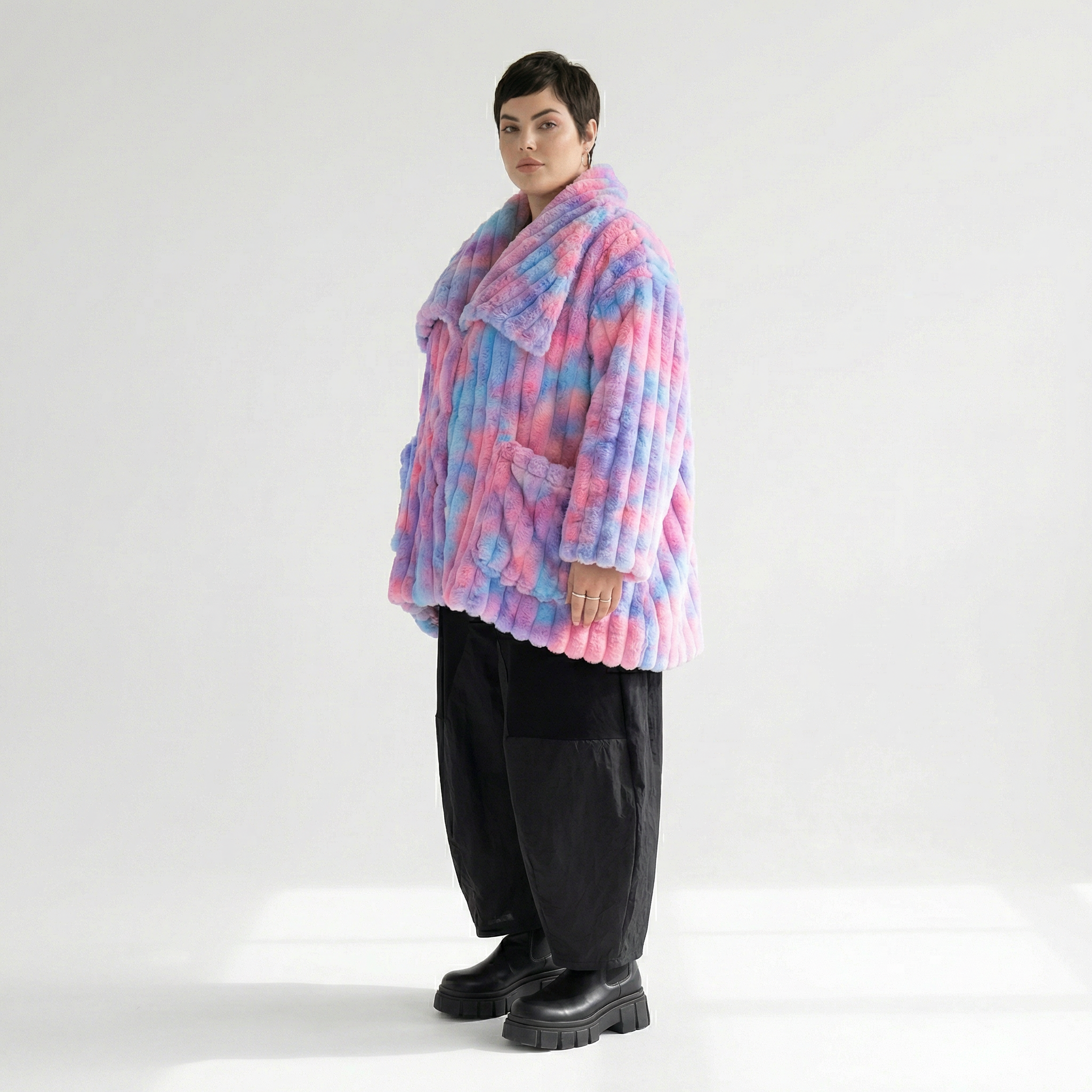  A-Form Jacke von AKH Fashion aus Polyester, 1568.06749, Mehrfarbig, Blockstreifen, Schick