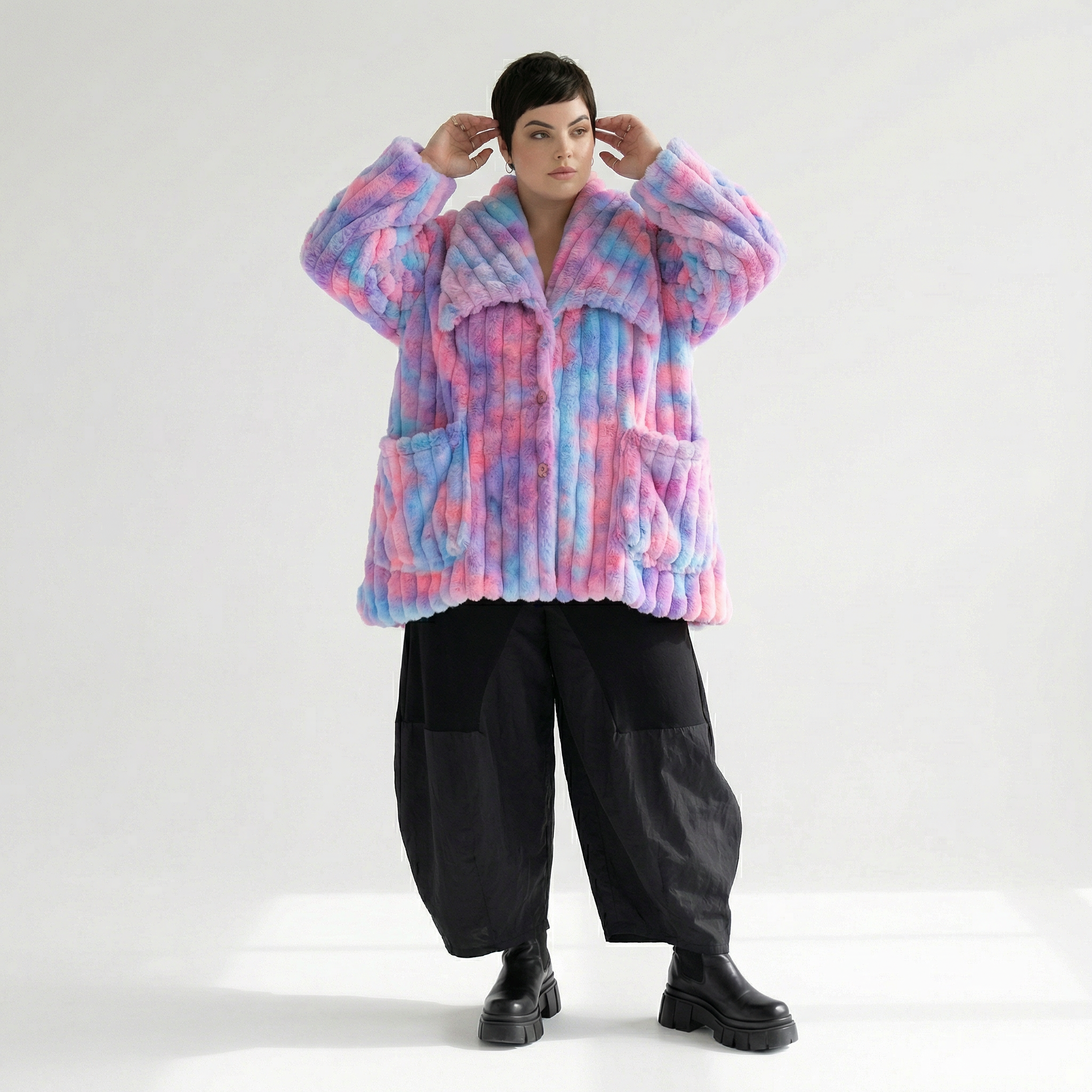  A-Form Jacke von AKH Fashion aus Polyester, 1568.06749, Mehrfarbig, Blockstreifen, Schick