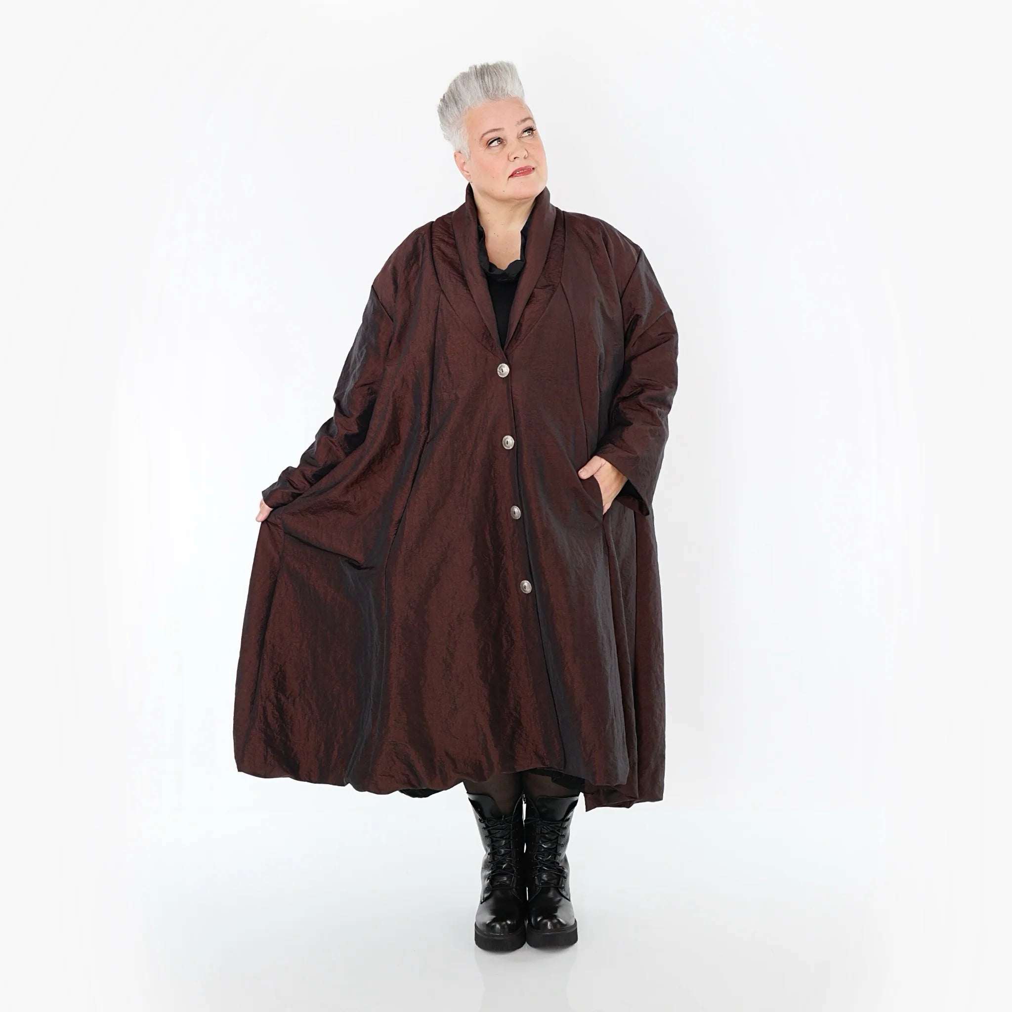  A-Form Mantel von AKH Premium aus Viskose, P106167, Braun, Ausgefallen, Zeitlos, Schick