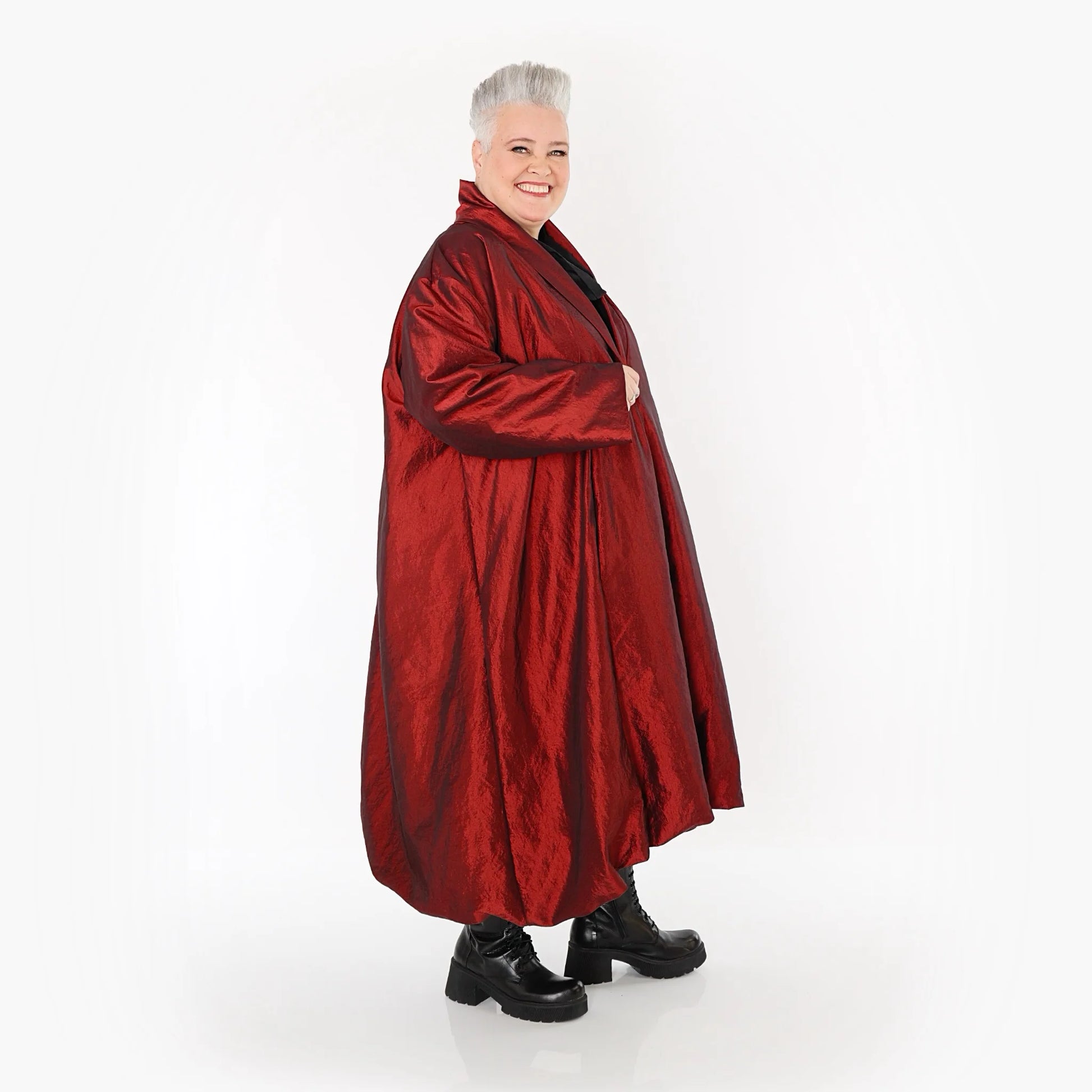  A-Form Mantel von AKH Premium aus Viskose, P106167, Dunkelrot, Ausgefallen, Zeitlos