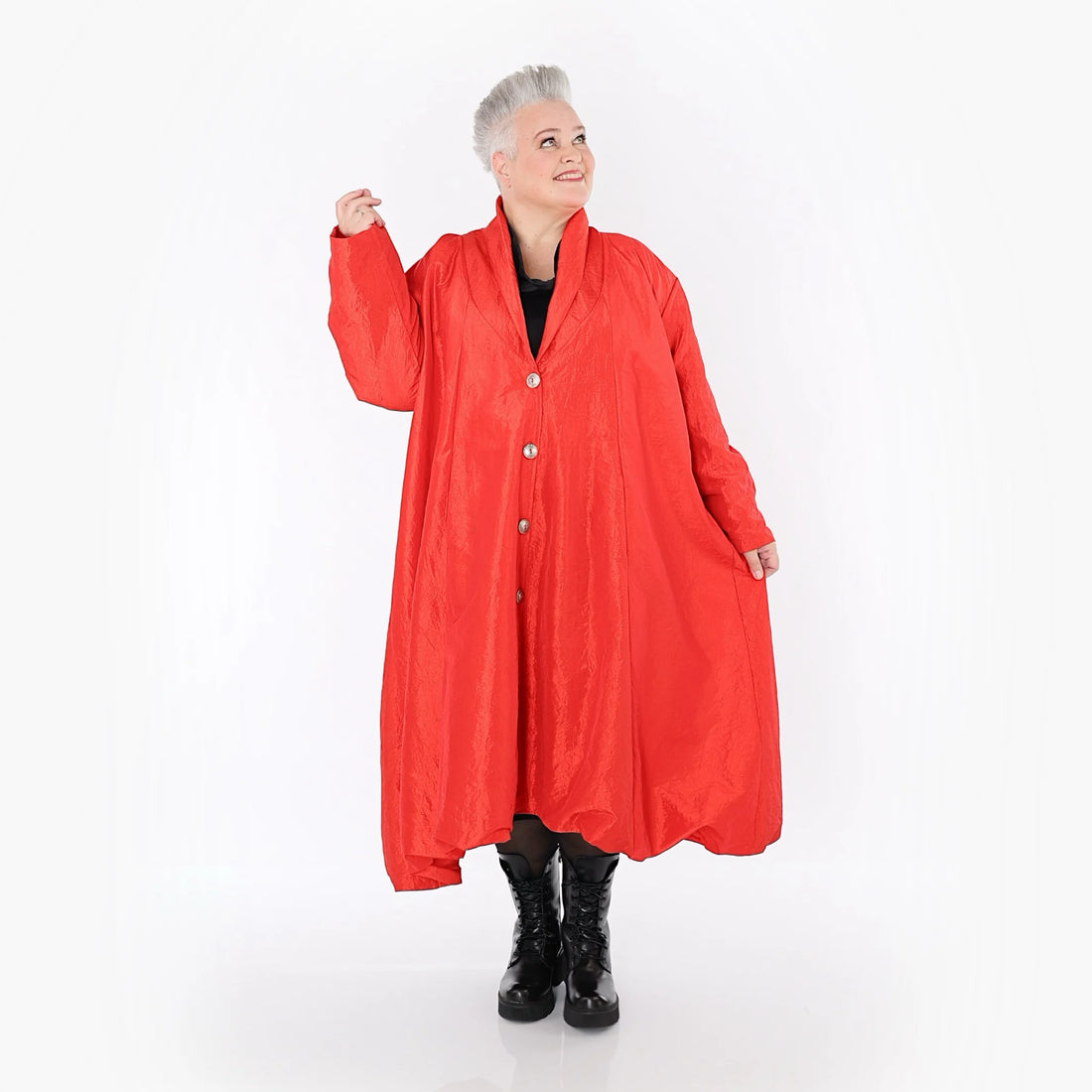  A-Form Mantel von AKH Premium aus Viskose, P106167, Rot, Ausgefallen, Zeitlos, Schick