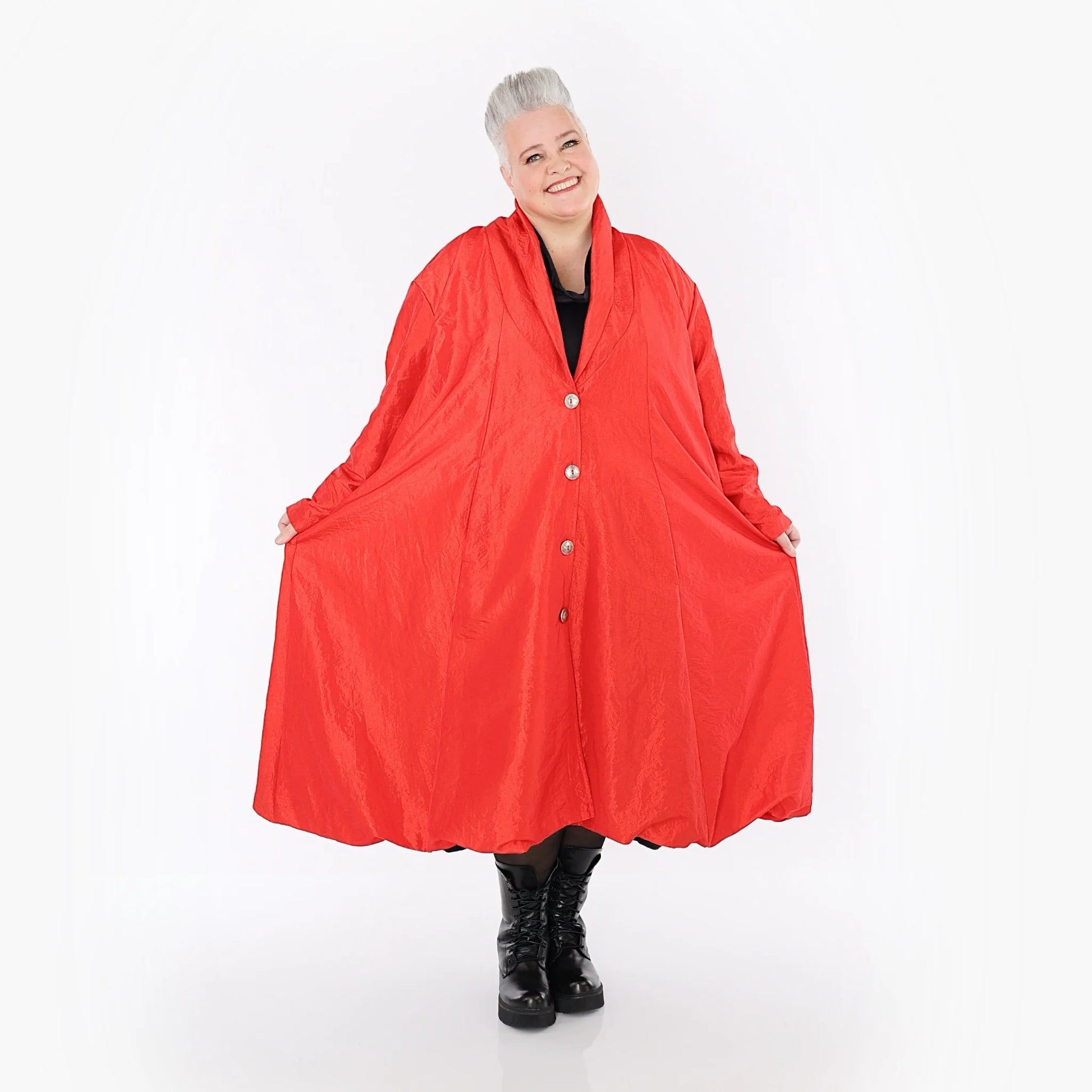  A-Form Mantel von AKH Premium aus Viskose, P106167, Rot, Ausgefallen, Zeitlos, Schick