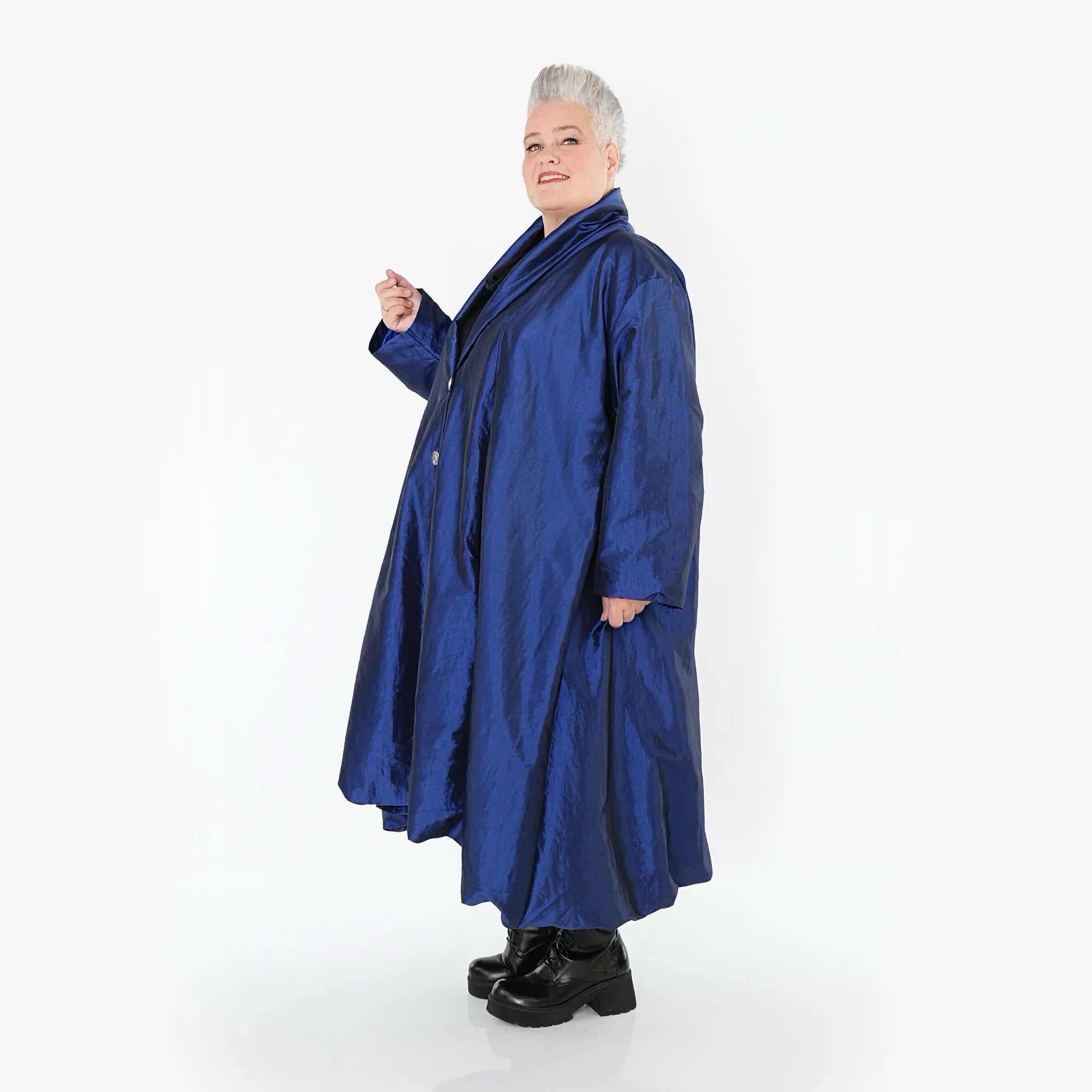  A-Form Mantel von AKH Premium aus Viskose, P106167, Royalblau, Ausgefallen, Zeitlos
