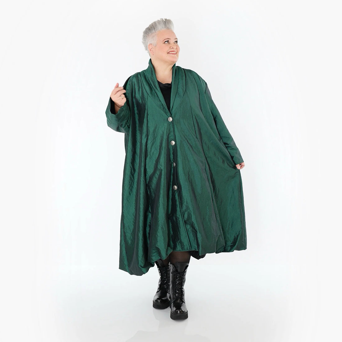  A-Form Mantel von AKH Premium aus Viskose, P106167, Smaragd, Ausgefallen, Zeitlos, Schick