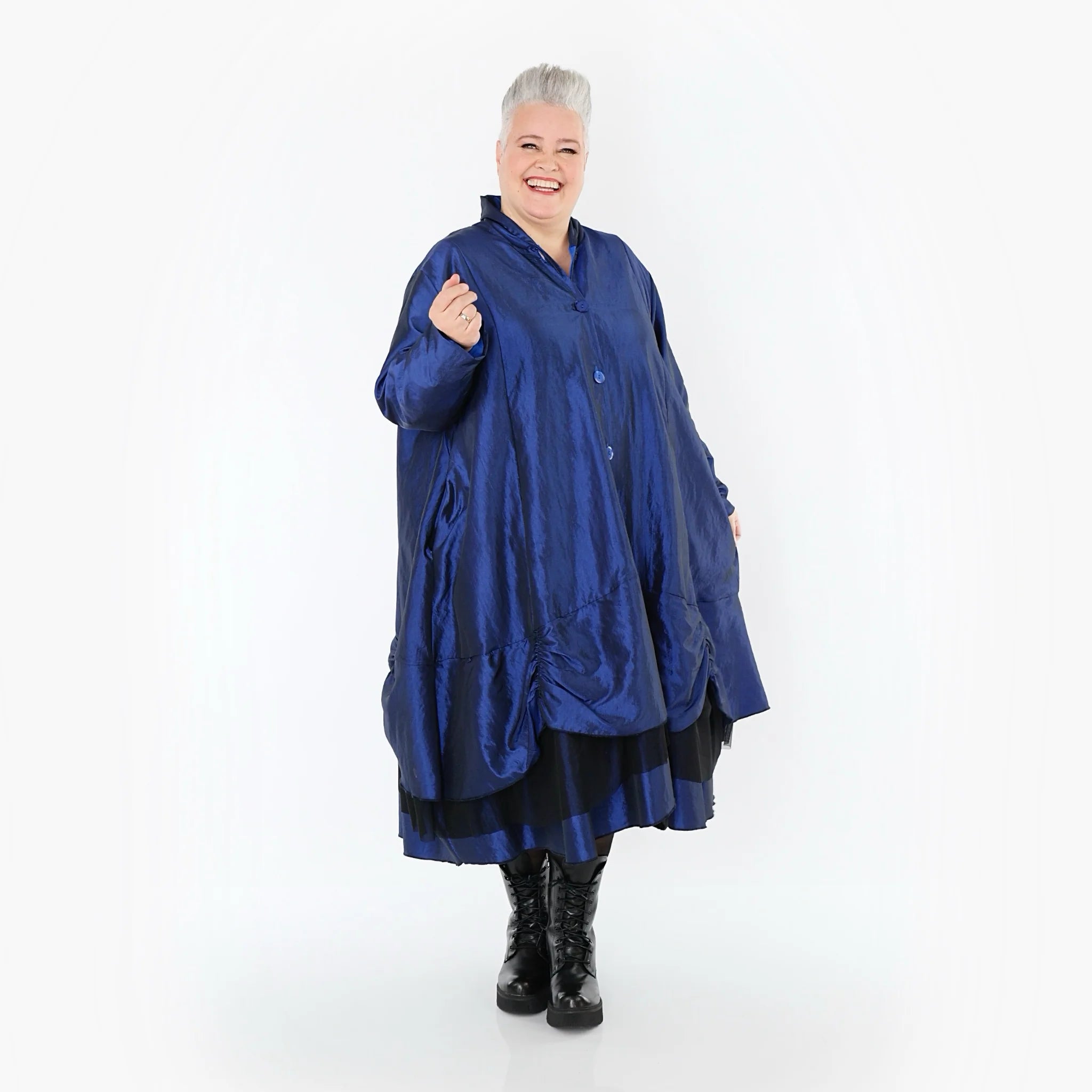  A-Form Mantel von AKH Premium aus Viskose, P106959, Royalblau, Ausgefallen, Zeitlos