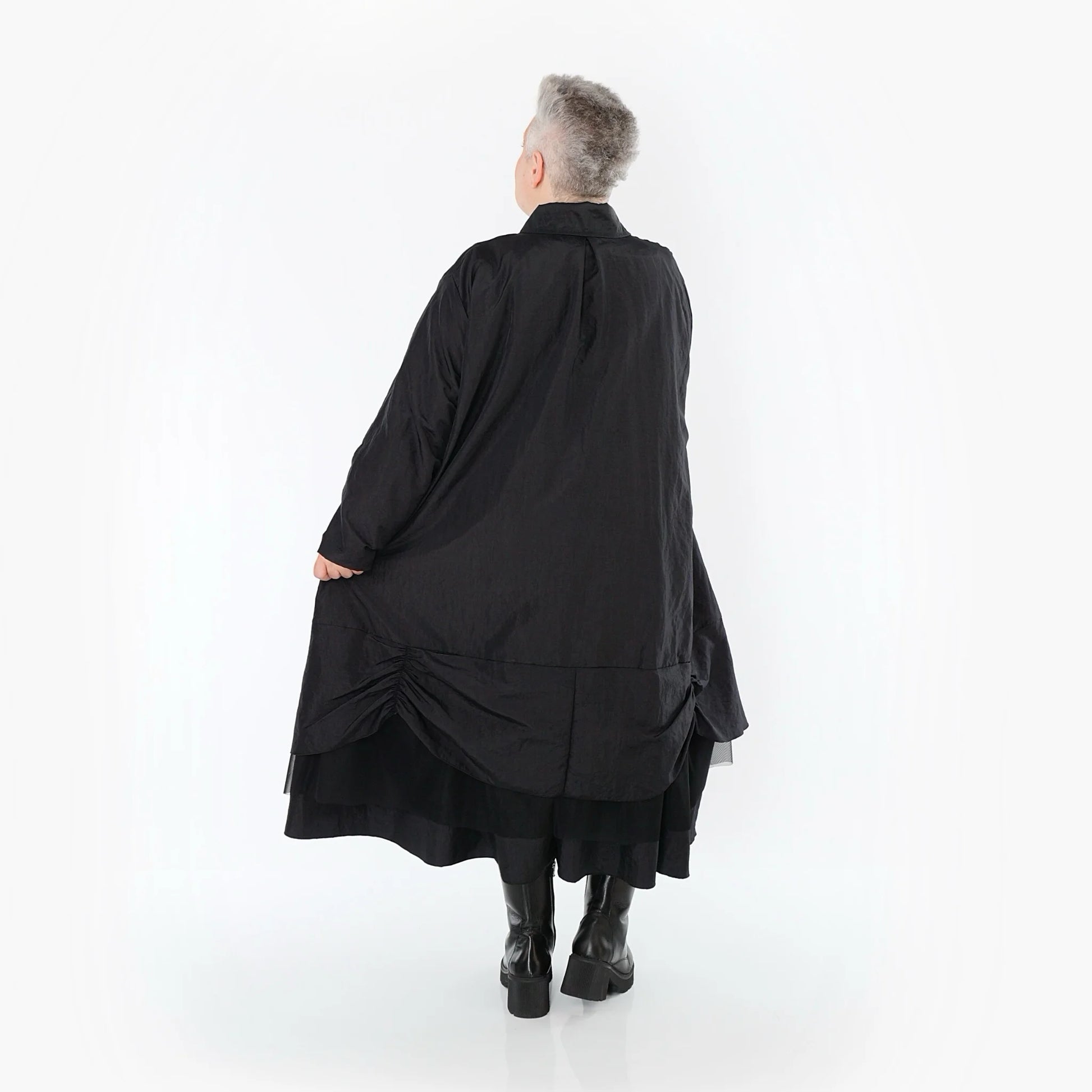  A-Form Mantel von AKH Premium aus Viskose, P106959, Schwarz, Ausgefallen, Zeitlos, Schick