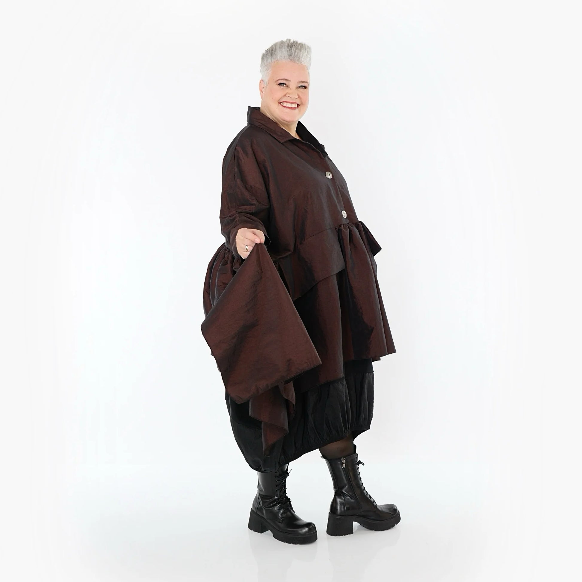  A-Form Jacke von AKH Premium aus Viskose, P107147, Braun, Ausgefallen, Zeitlos, Schick