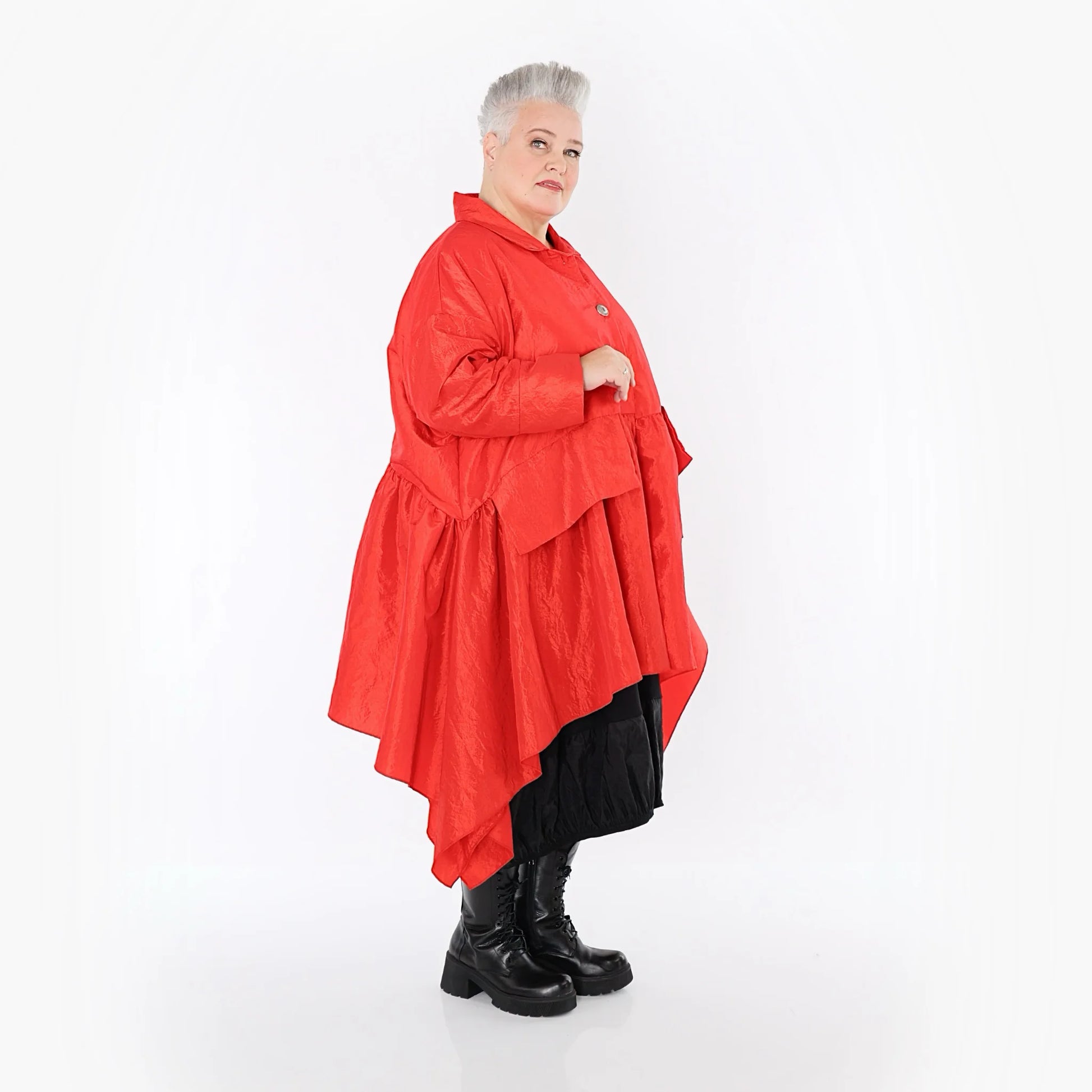  A-Form Jacke von AKH Premium aus Viskose, P107147, Rot, Ausgefallen, Zeitlos, Schick