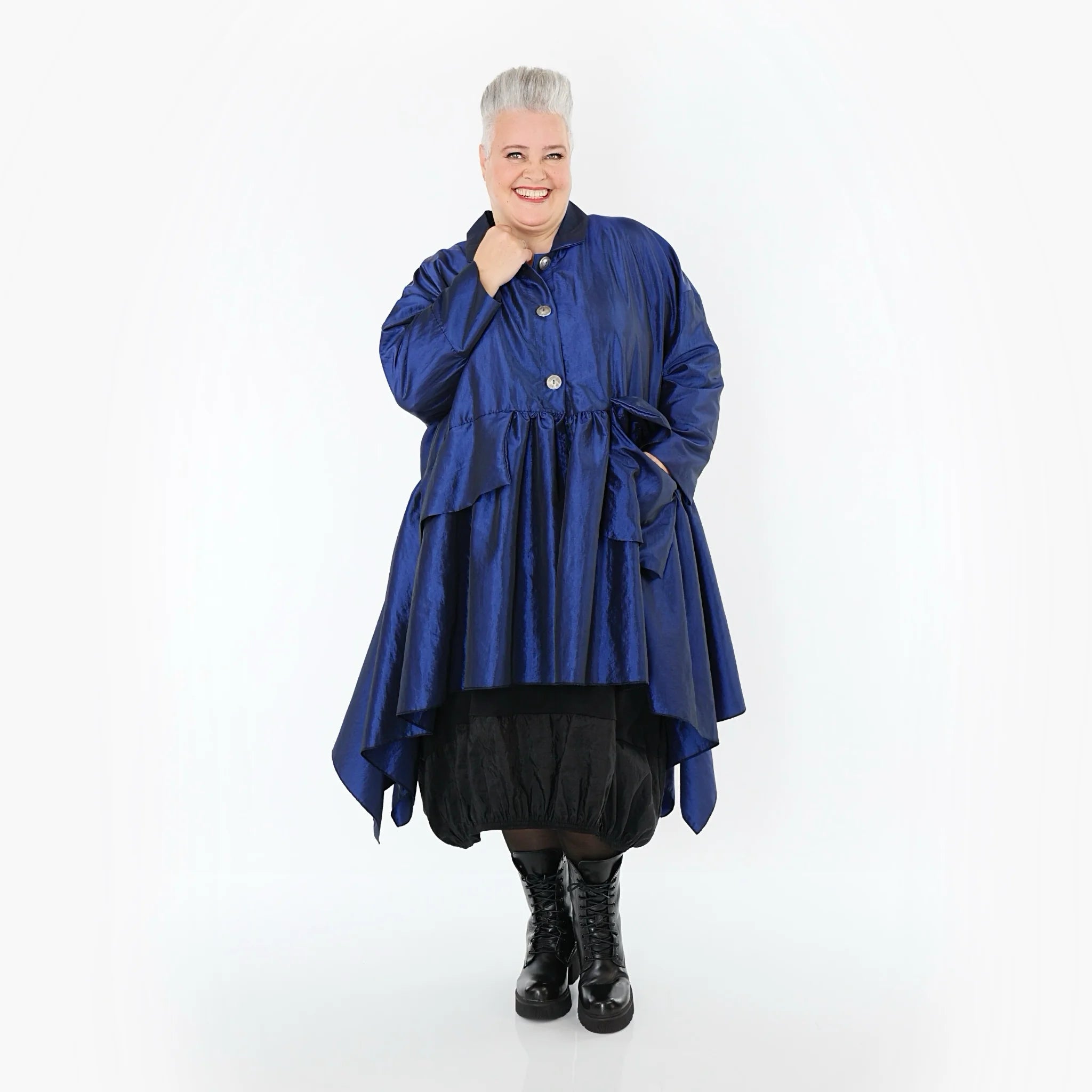  A-Form Jacke von AKH Premium aus Viskose, P107147, Royalblau, Ausgefallen, Zeitlos, Schick