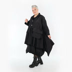  A-Form Jacke von AKH Premium aus Viskose, P107147, Schwarz, Ausgefallen, Zeitlos, Schick