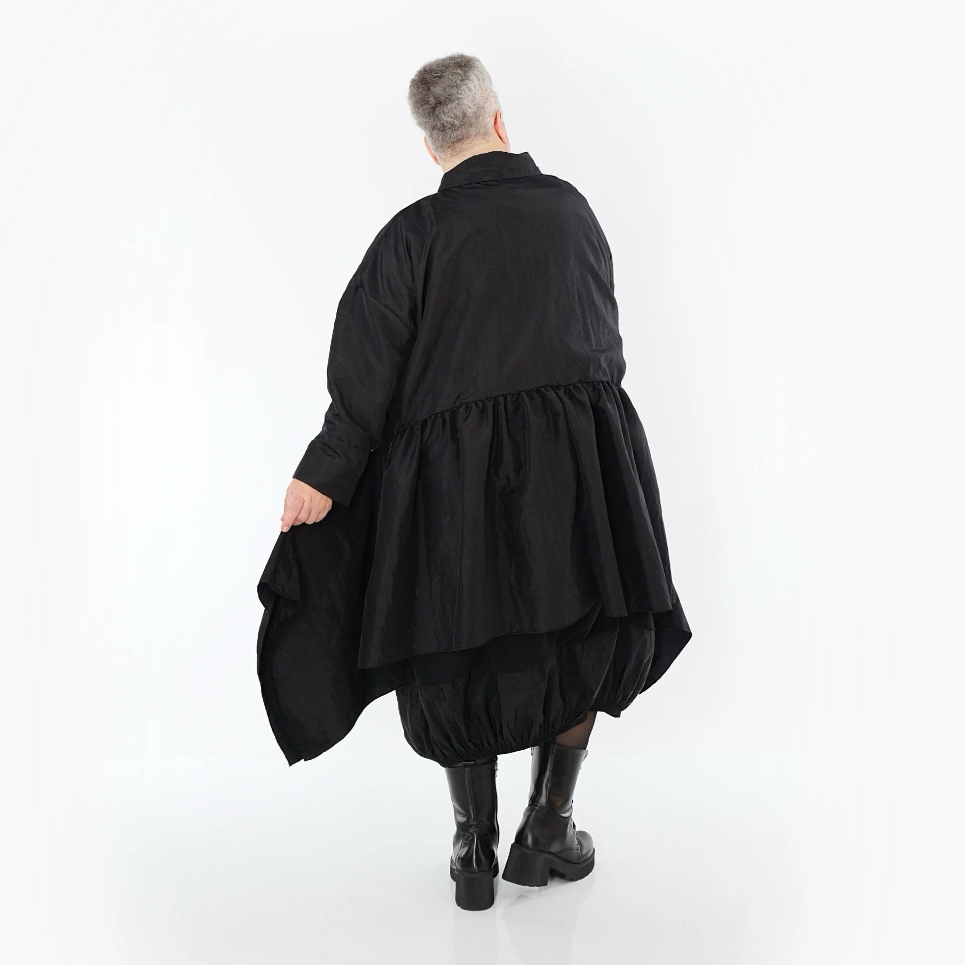  A-Form Jacke von AKH Premium aus Viskose, P107147, Schwarz, Ausgefallen, Zeitlos, Schick