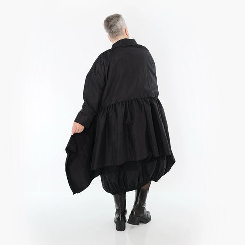  A-Form Jacke von AKH Premium aus Viskose, P107147, Schwarz, Ausgefallen, Zeitlos, Schick
