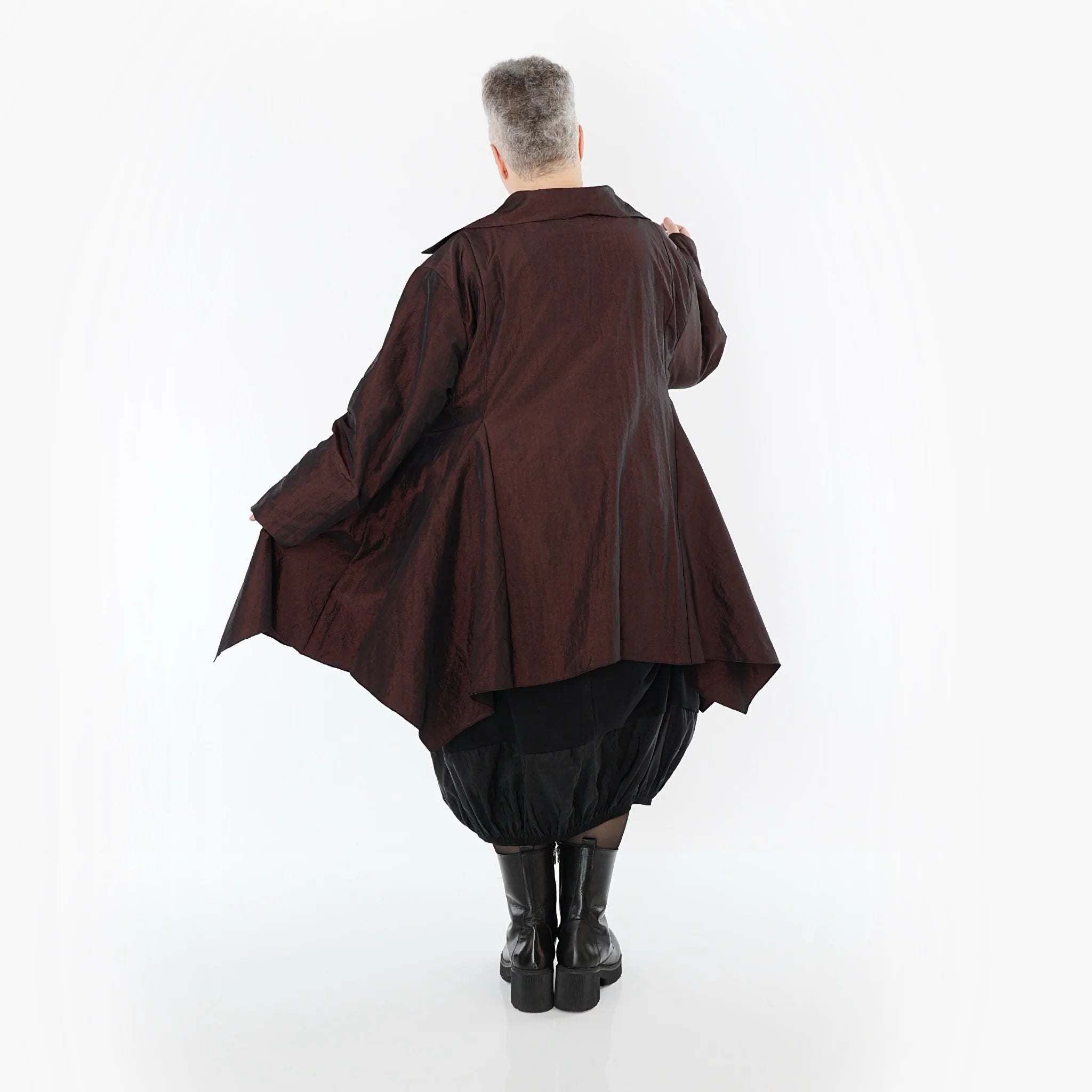  AKH Premium Jacke in Glocken-Form, aus Viskose, P107148, Braun, Ausgefallen, Zeitlos