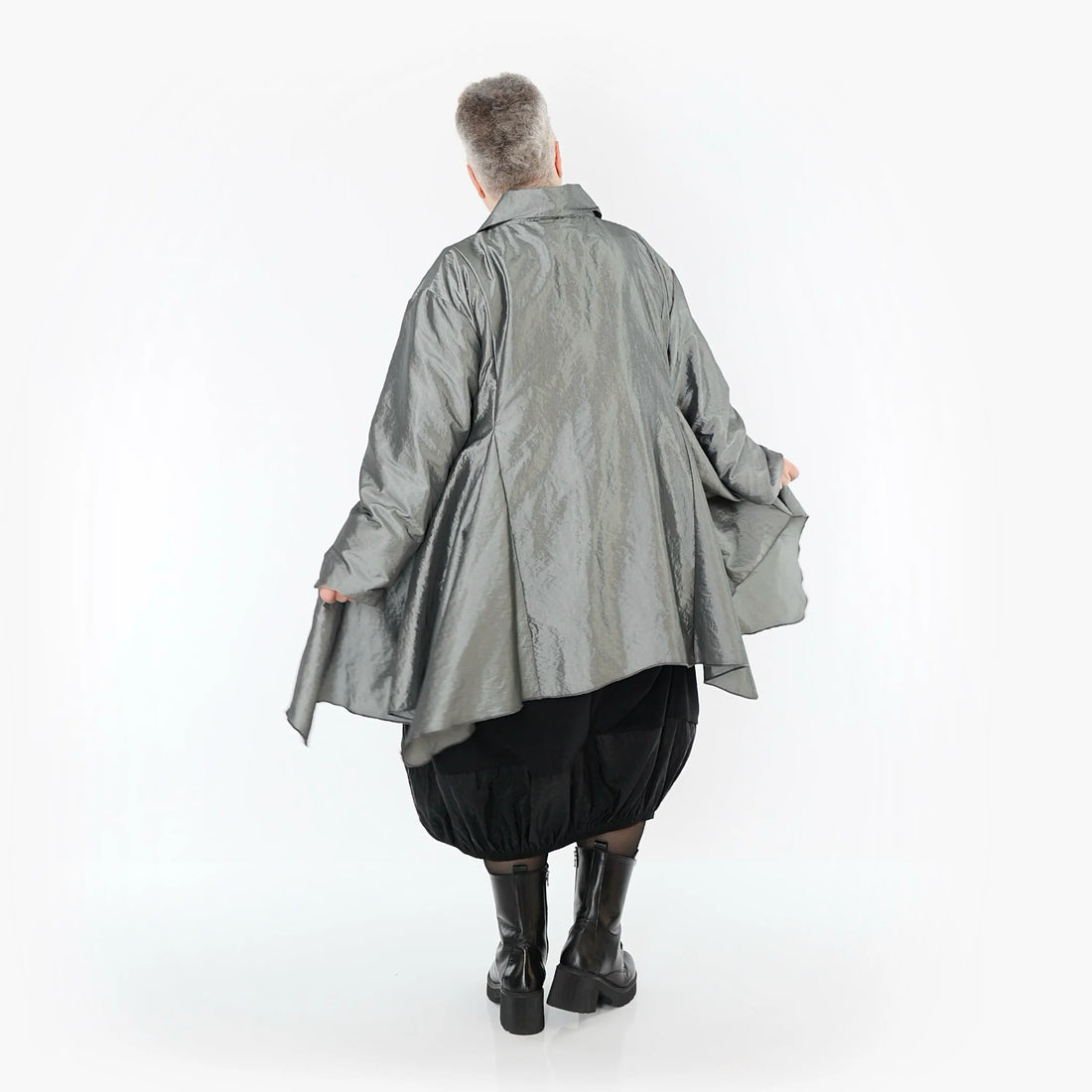  AKH Premium Jacke in Glocken-Form, aus Viskose, P107148, Grau, Ausgefallen, Zeitlos